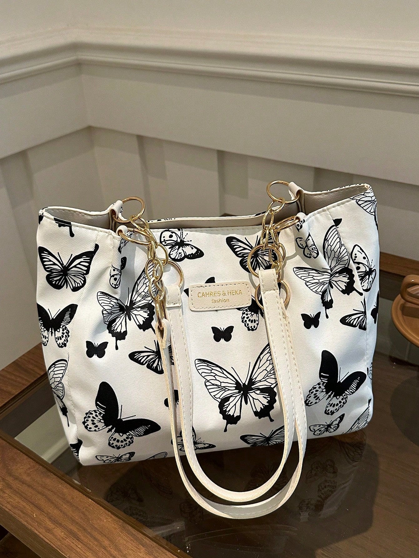 Chic Striped Tote Bag: Stylish Large Capacity Handbag for Everyday Elegance Multicolor White Black Multicolor-White-Black-White-2-