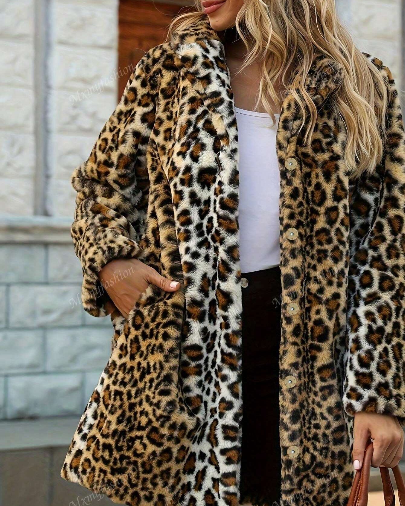 Chic Leopard Print Fuzzy Coat: Ultra-Soft, Stylish Winter Essential