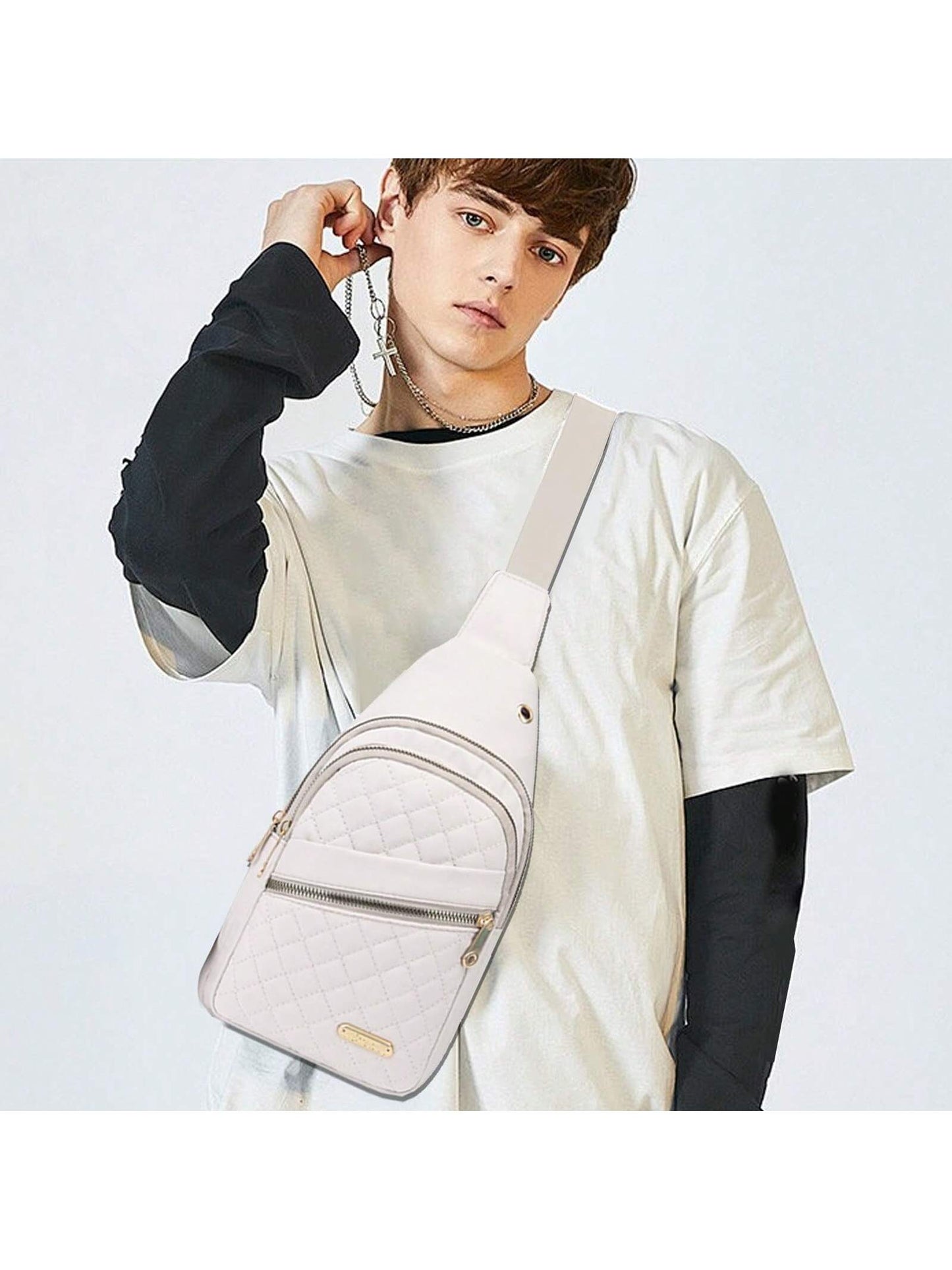 Versatile Minimalist Women's Crossbody Bag - Embroidered Multi-Layer Chest Bag