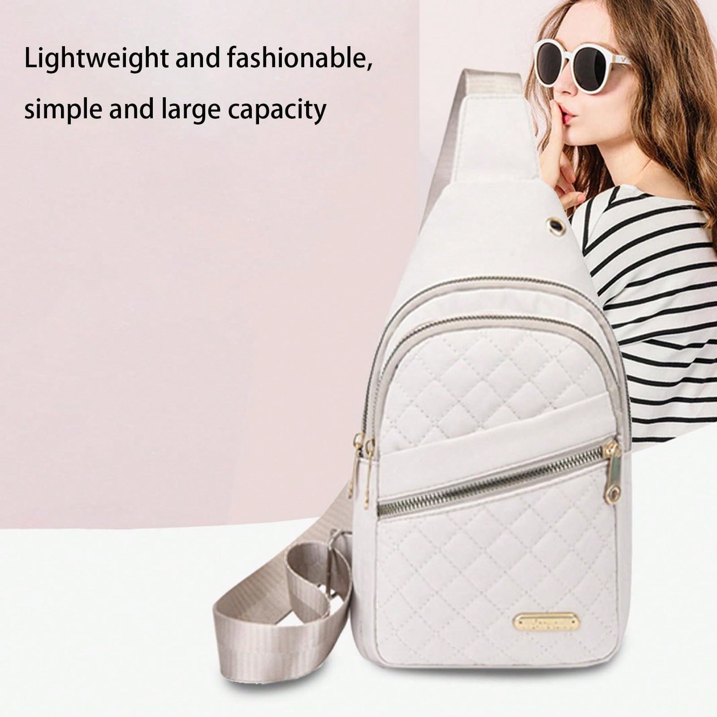 Versatile Minimalist Women's Crossbody Bag - Embroidered Multi-Layer Chest Bag