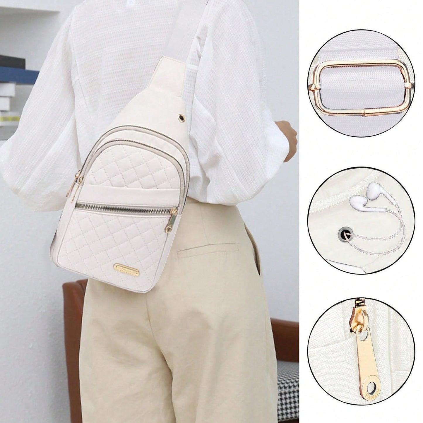 Versatile Minimalist Women's Crossbody Bag - Embroidered Multi-Layer Chest Bag