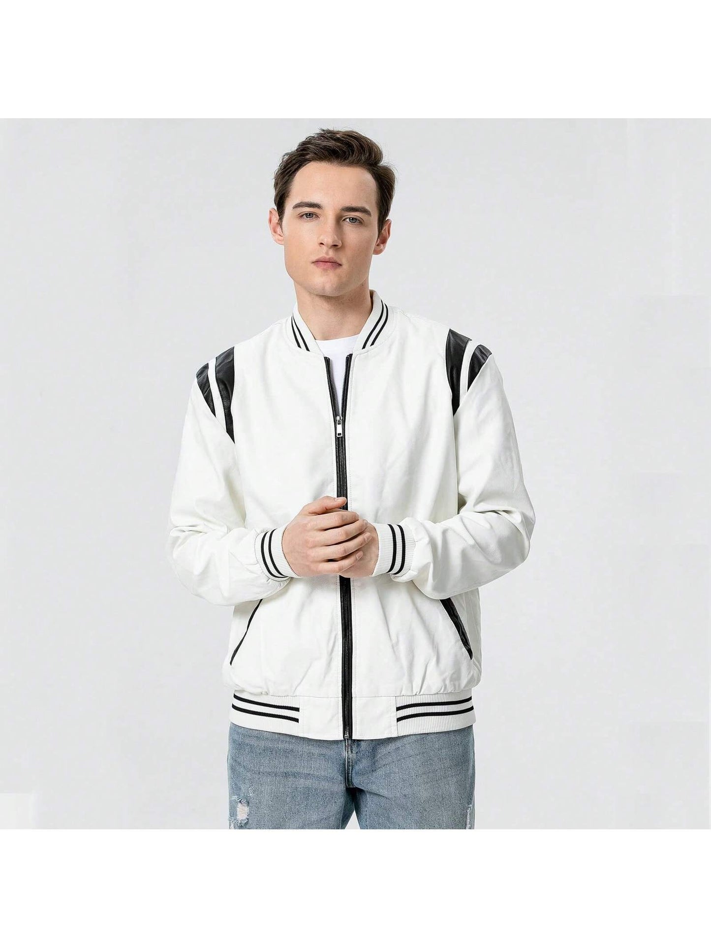 Men's Lightweight Faux Leather Stand Collar Motorcycle Jacket Yellow / S Yellow / M Yellow / L Yellow / S-Yellow / M-Yellow / L-Yellow / XL-Yellow / XXL-Black / S-Black / M-Black / L-Black / XL-Black / XXL-White / S-White / M-White / L-White / XL-White / XXL-