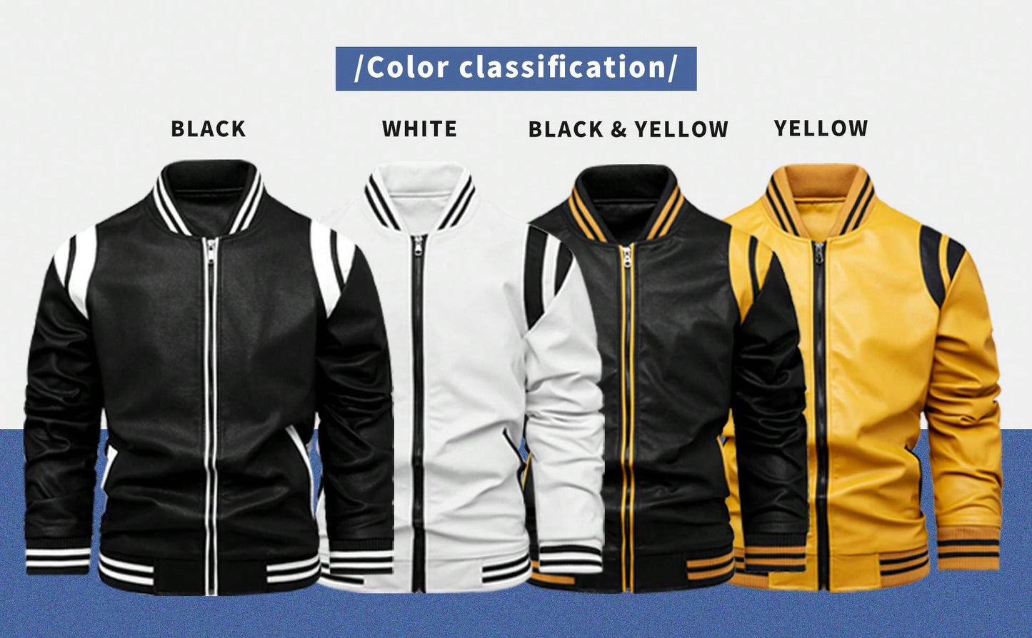 Men's Lightweight Faux Leather Stand Collar Motorcycle Jacket Yellow / S Yellow / M Yellow / L Yellow / S-Yellow / M-Yellow / L-Yellow / XL-Yellow / XXL-Black / S-Black / M-Black / L-Black / XL-Black / XXL-White / S-White / M-White / L-White / XL-White / XXL-