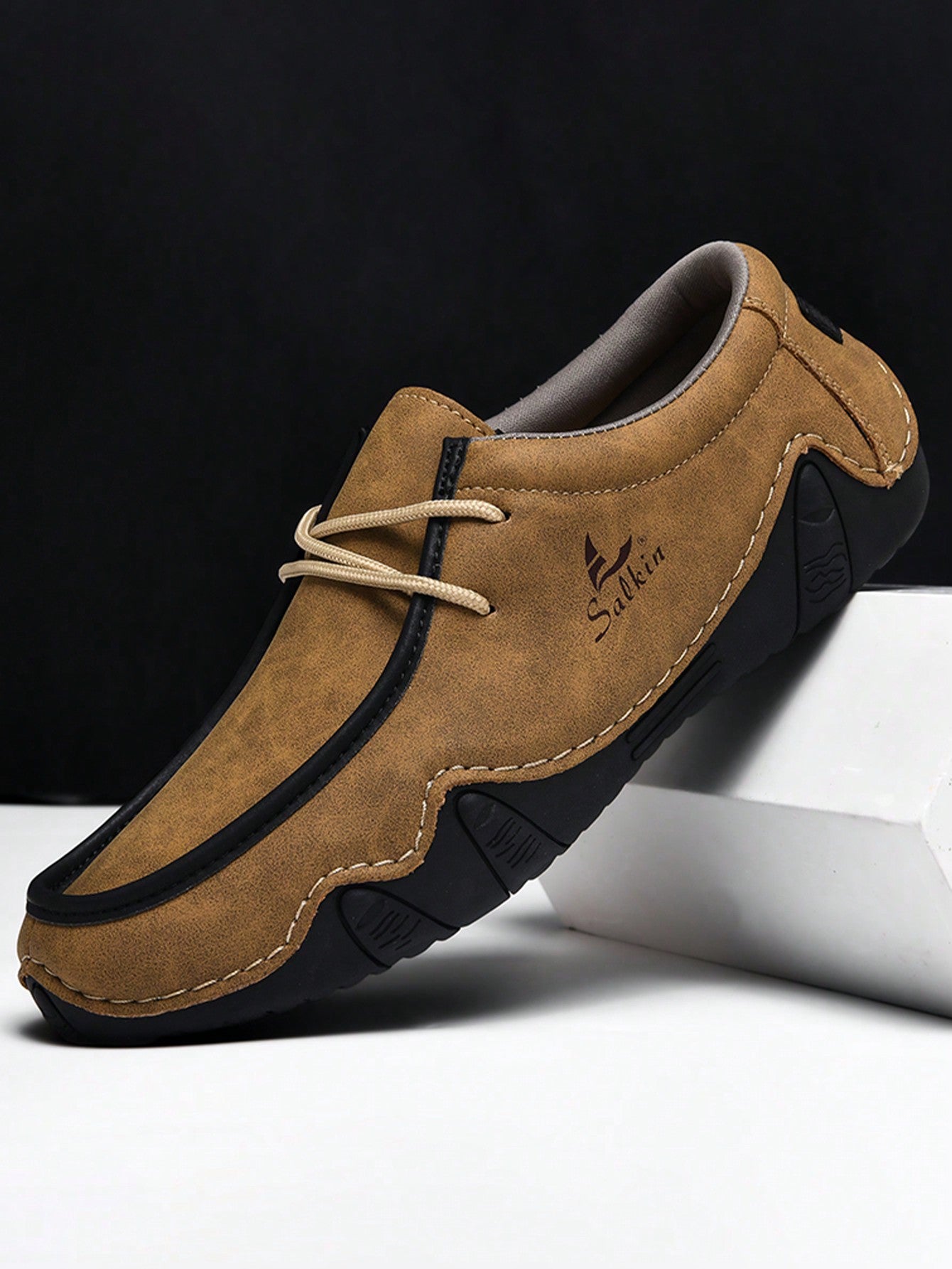 Stylish Comfort: Salkin Handmade Men's Leather Loafers - Lightweight, Breathable, and Non-Slip Blue / EUR39 Blue / EUR40