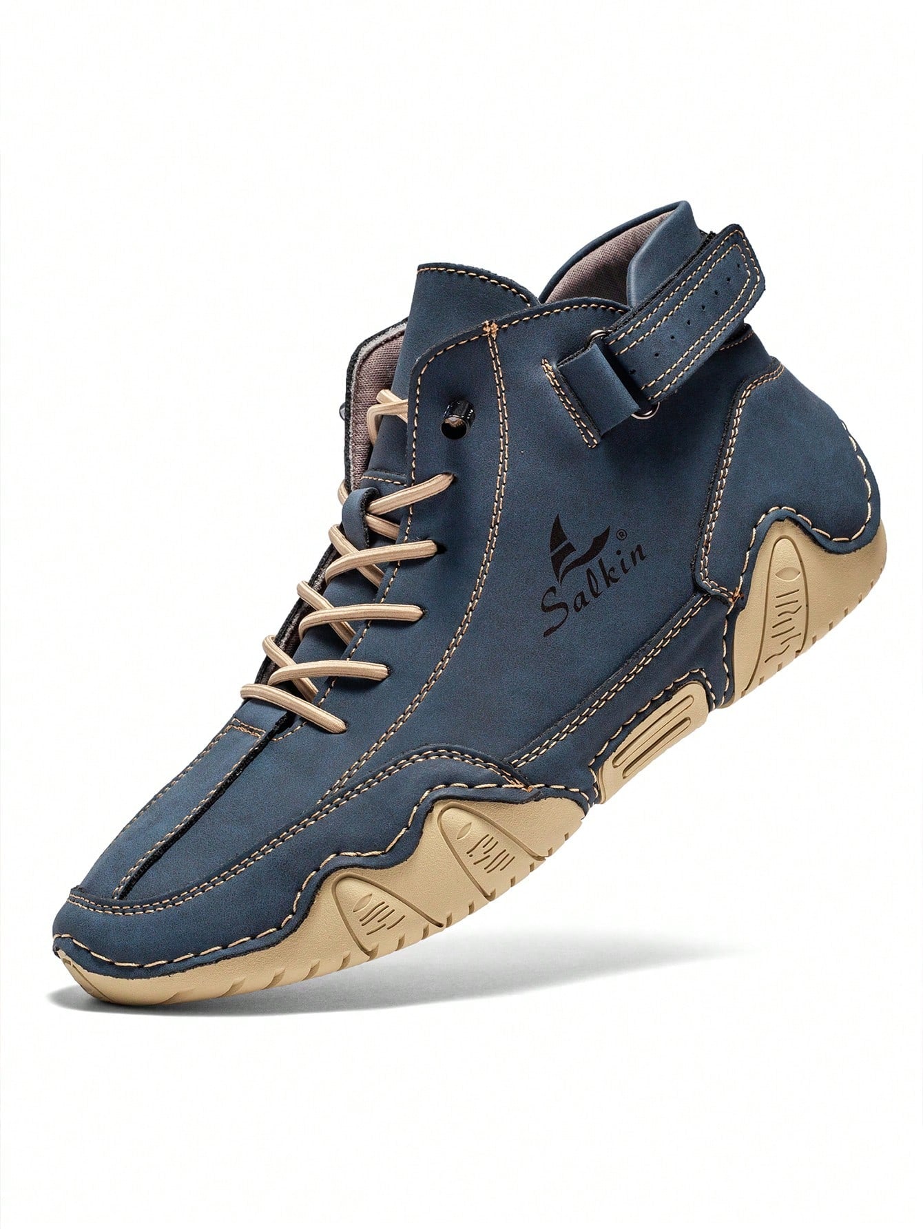 Handmade Casual Lace-Up Boots: Breathable, Anti-Slip, and Durable - Perfect for Hiking Blue