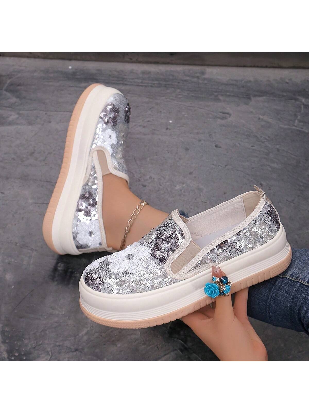 Shimmering Floral Slip-On Canvas Loafers – Lightweight Metallic Platform Shoes Pink / CN35 Pink / CN36 Pink / CN37 Pink / CN35-Pink / CN36-Pink / CN37-Pink / CN38-Pink / CN39-Black / CN35-Black / CN36-Black / CN37-Black / CN38-Black / CN39-Silver / CN35-Silver / CN36-Silver / CN37-Silver / CN38-Silver / CN39-