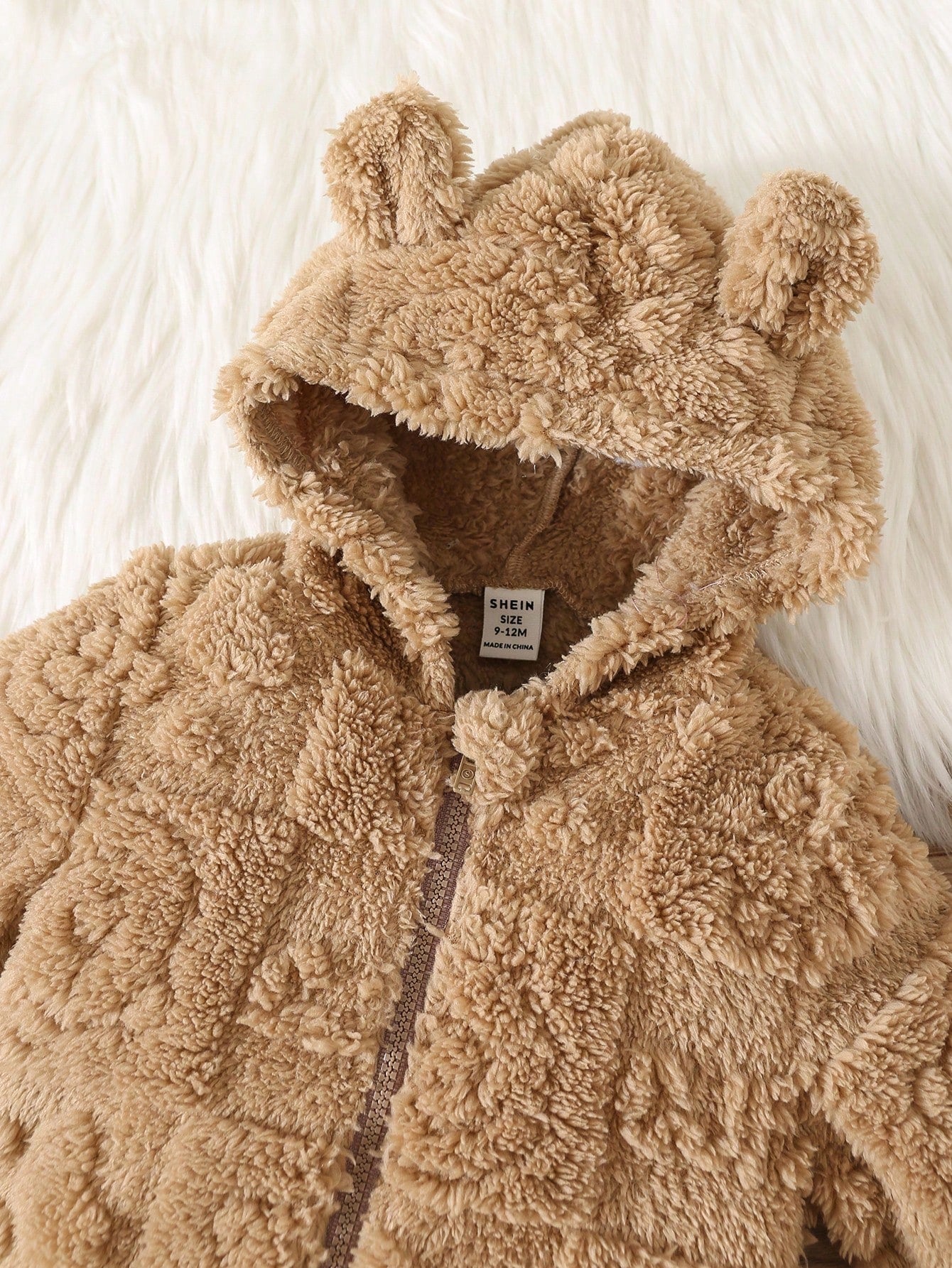 Cuddly Cartoon Print Fleece Hooded Romper for Newborns - Perfect for Autumn & Winter Adventures! White / 0-1M White / 1-3M