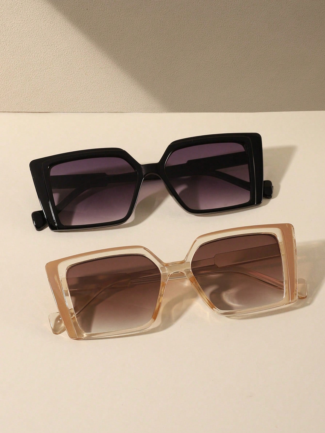 Chic Bohemian Acrylic Sunglasses for Effortless Style: Perfect Accessories for Daily Outings, Beach Days, and Dress-Up! Black Double Gray + Champagne