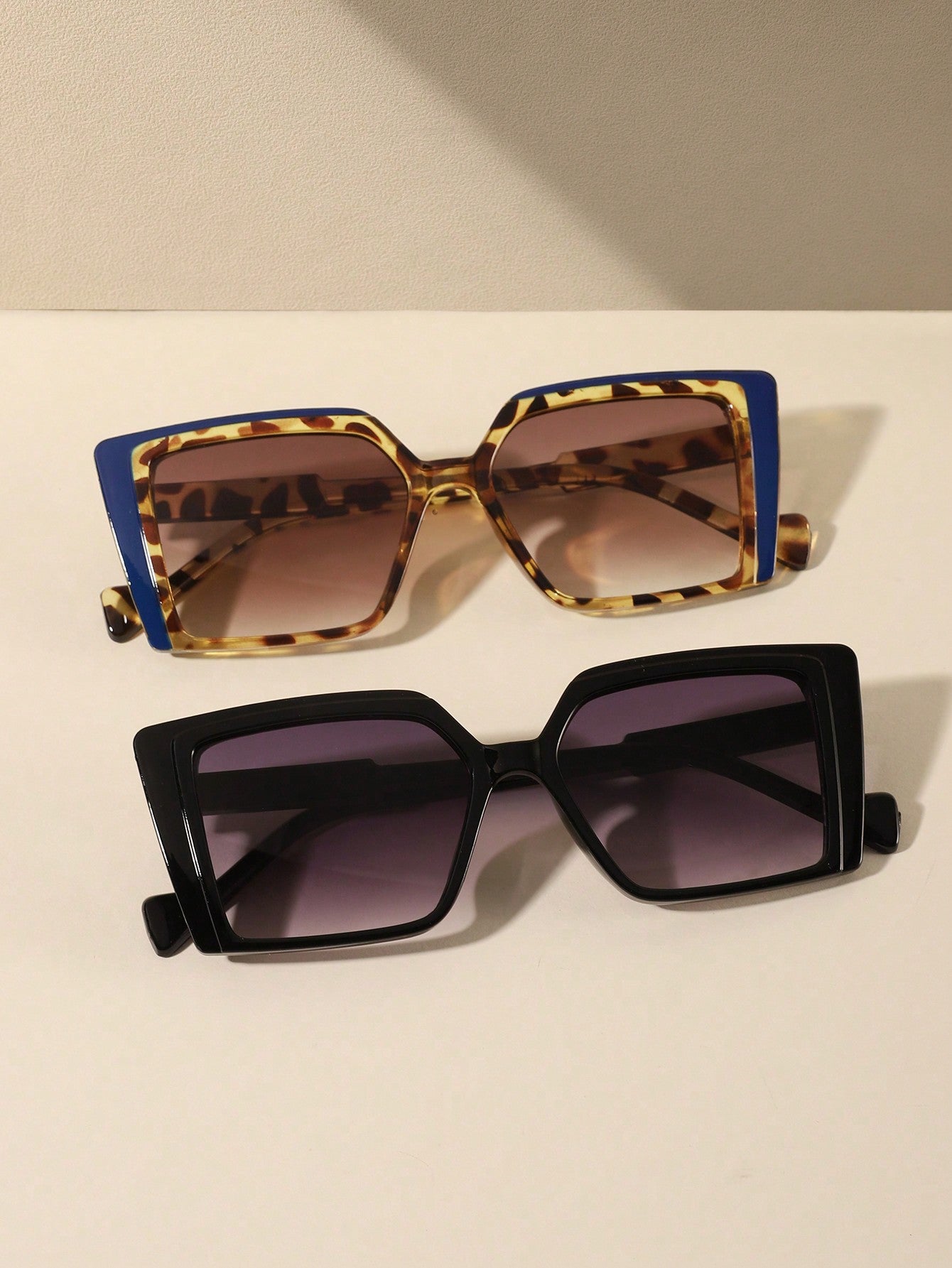 Chic Bohemian Acrylic Sunglasses for Effortless Style: Perfect Accessories for Daily Outings, Beach Days, and Dress-Up! Black Double Gray + Blue Tortoise Shell