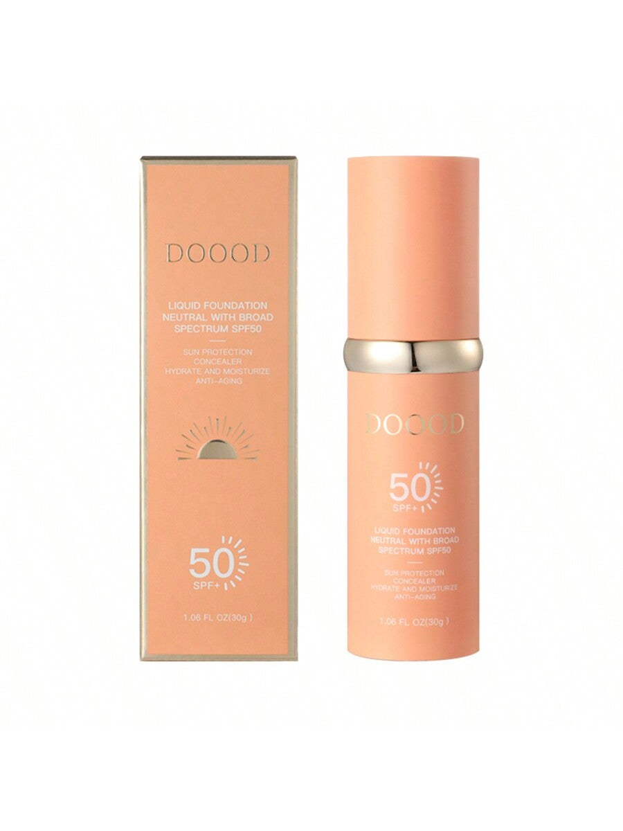 DOOOD 4-in-1 Liquid Foundation SPF 50: Hydrating Sun Protection & Flawless Skin Enhancer