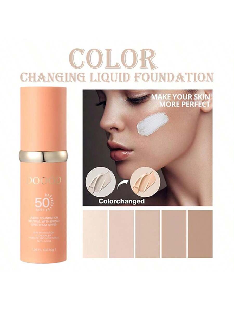 DOOOD 4-in-1 Liquid Foundation SPF 50: Hydrating Sun Protection & Flawless Skin Enhancer