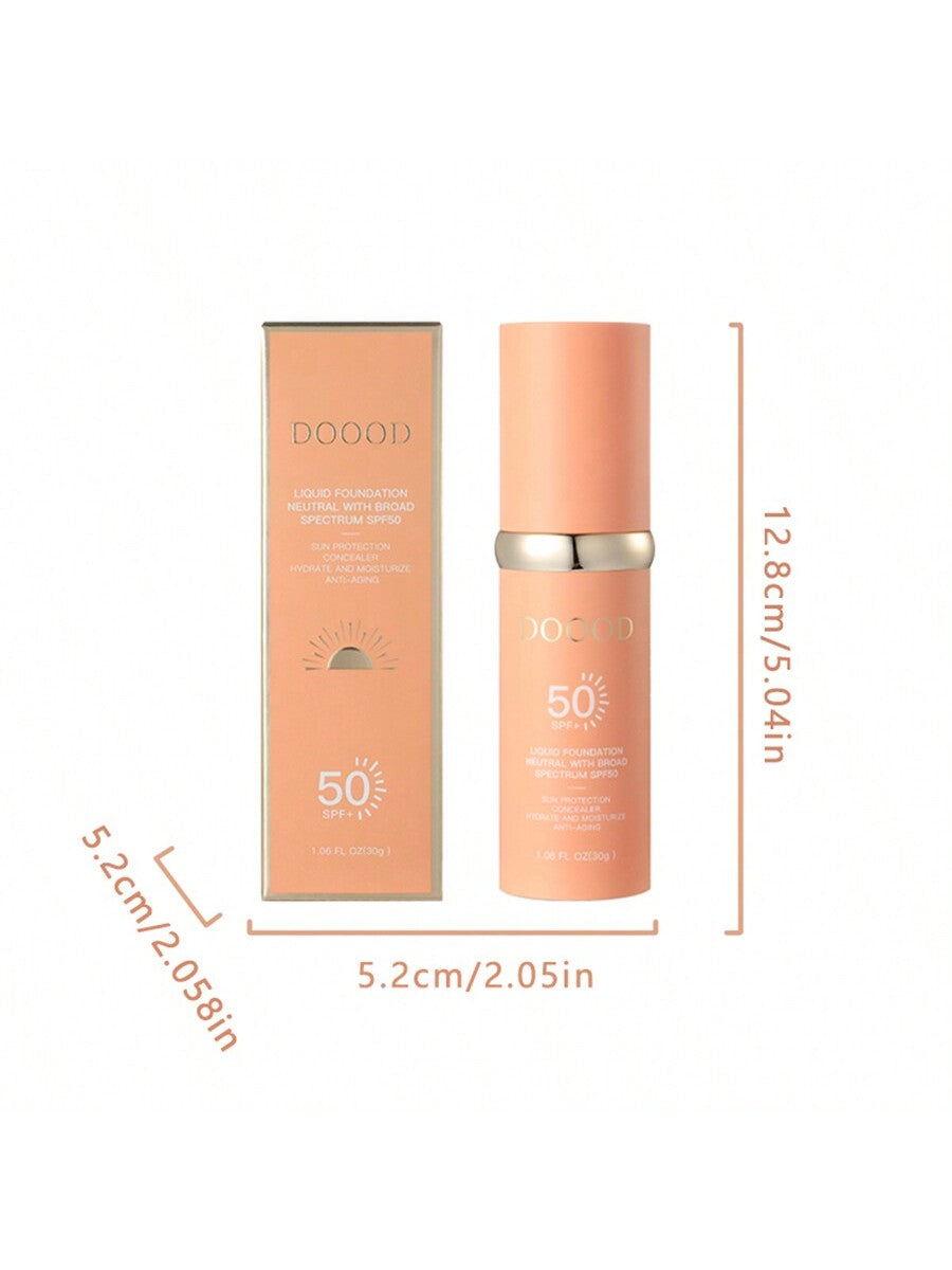 DOOOD 4-in-1 Liquid Foundation SPF 50: Hydrating Sun Protection & Flawless Skin Enhancer