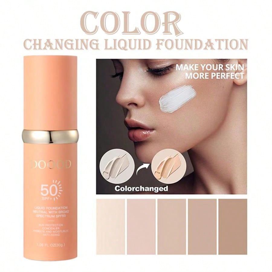DOOOD 4-in-1 Liquid Foundation SPF 50: Hydrating Sun Protection & Flawless Skin Enhancer
