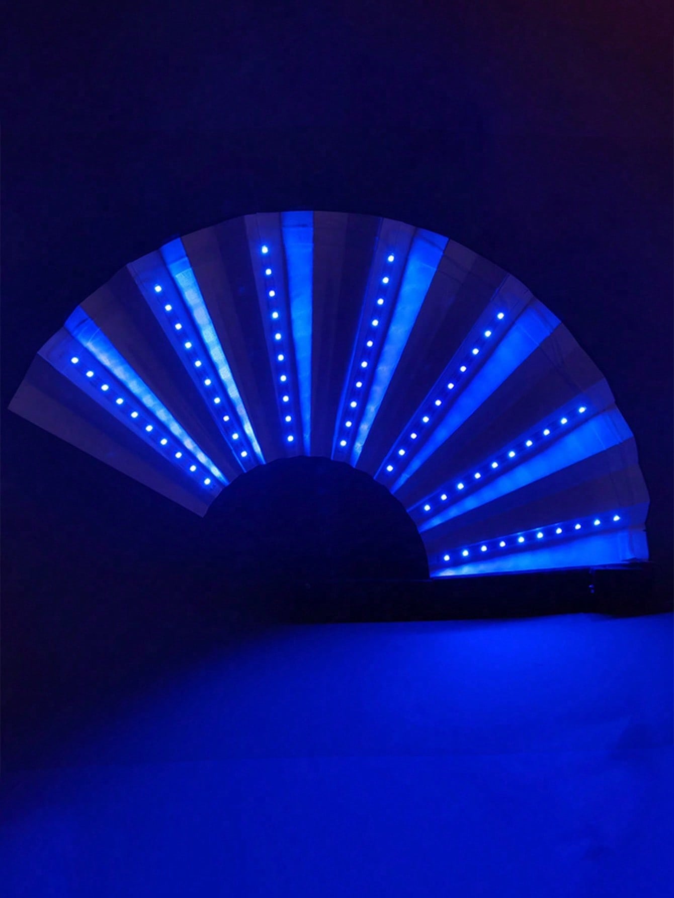 Glowing Rave Folding Fan: LED Light-Up Handheld Accessory White Blue