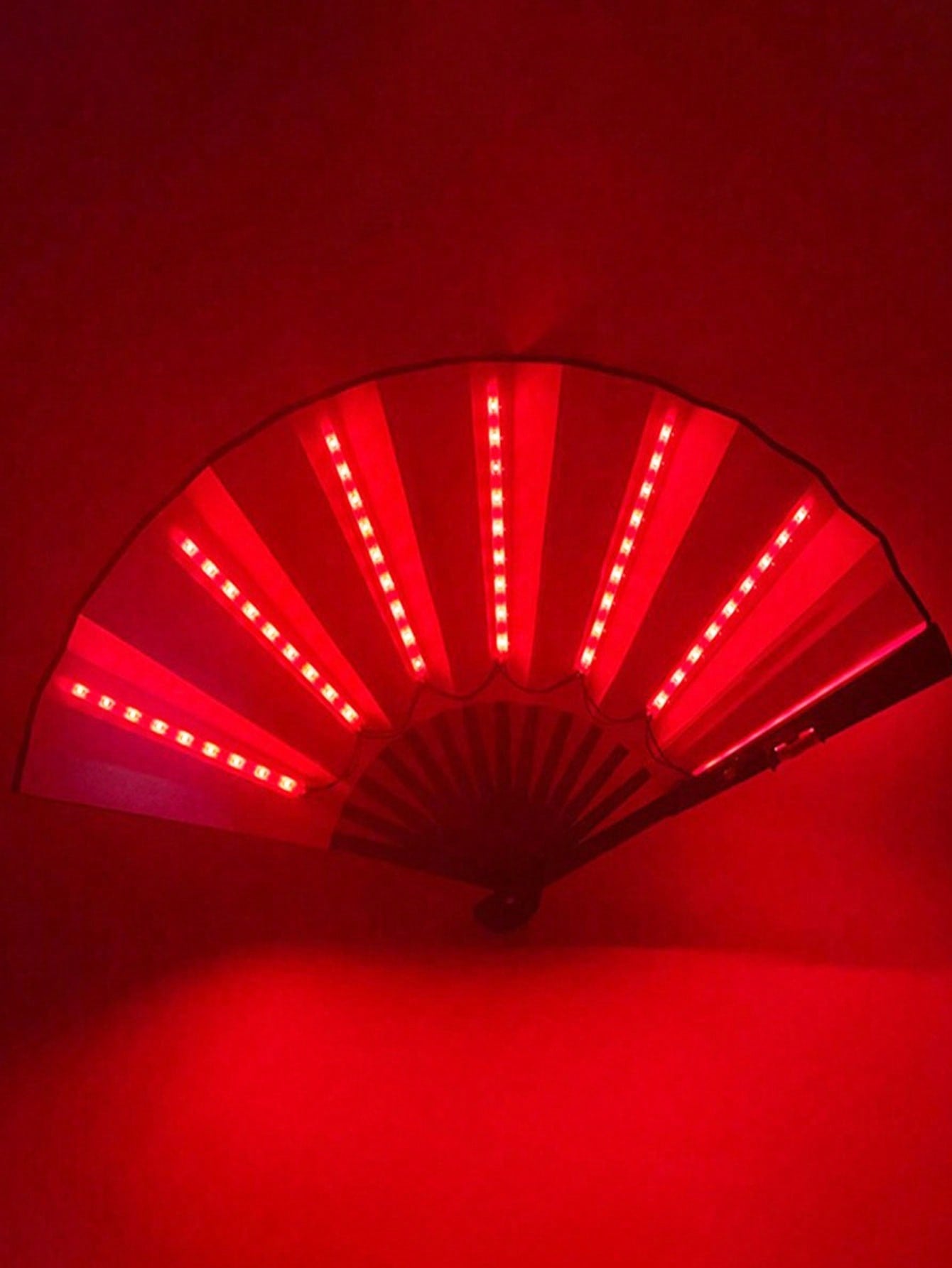 Glowing Rave Folding Fan: LED Light-Up Handheld Accessory White Blue