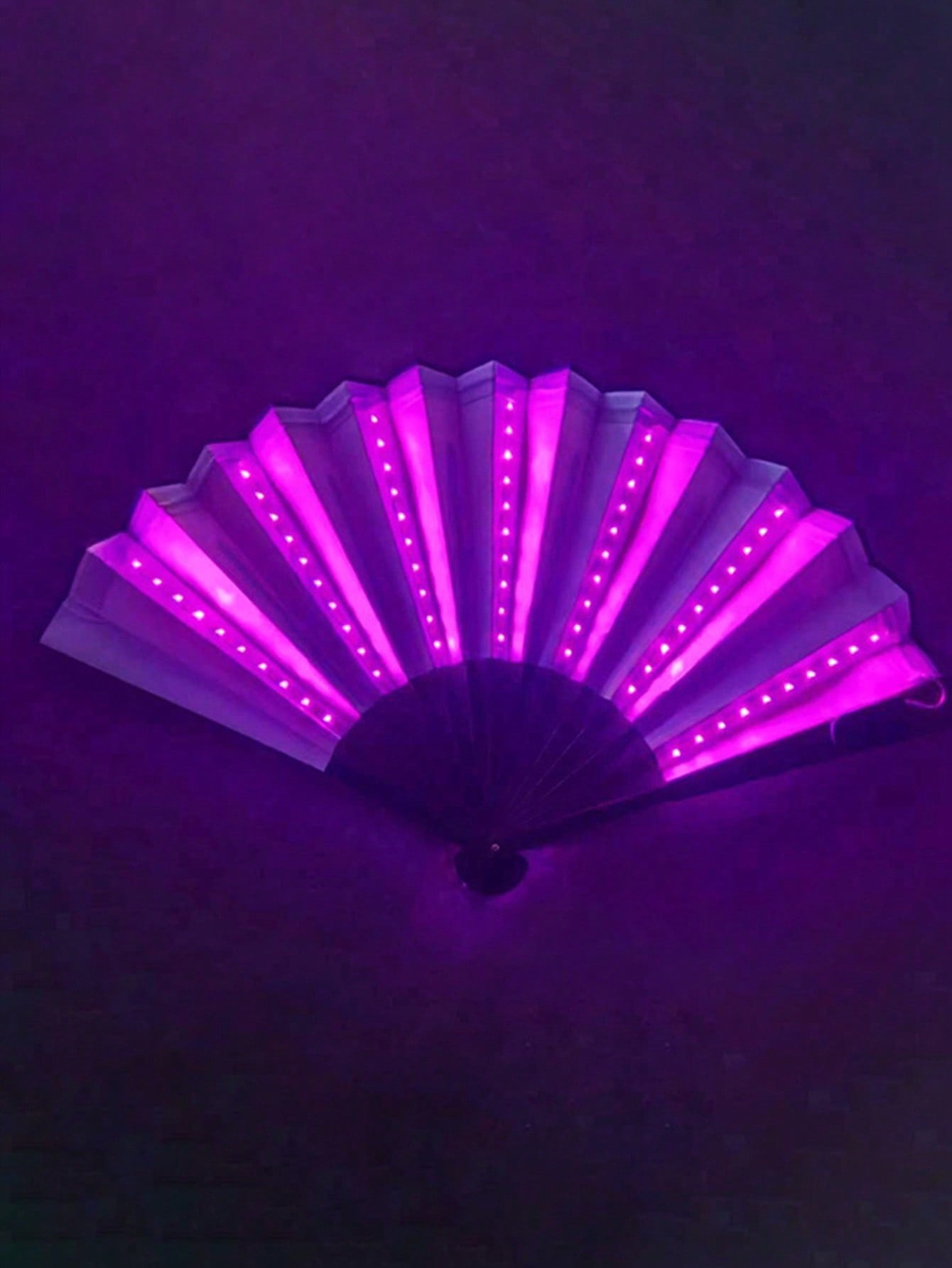 Glowing Rave Folding Fan: LED Light-Up Handheld Accessory White Blue