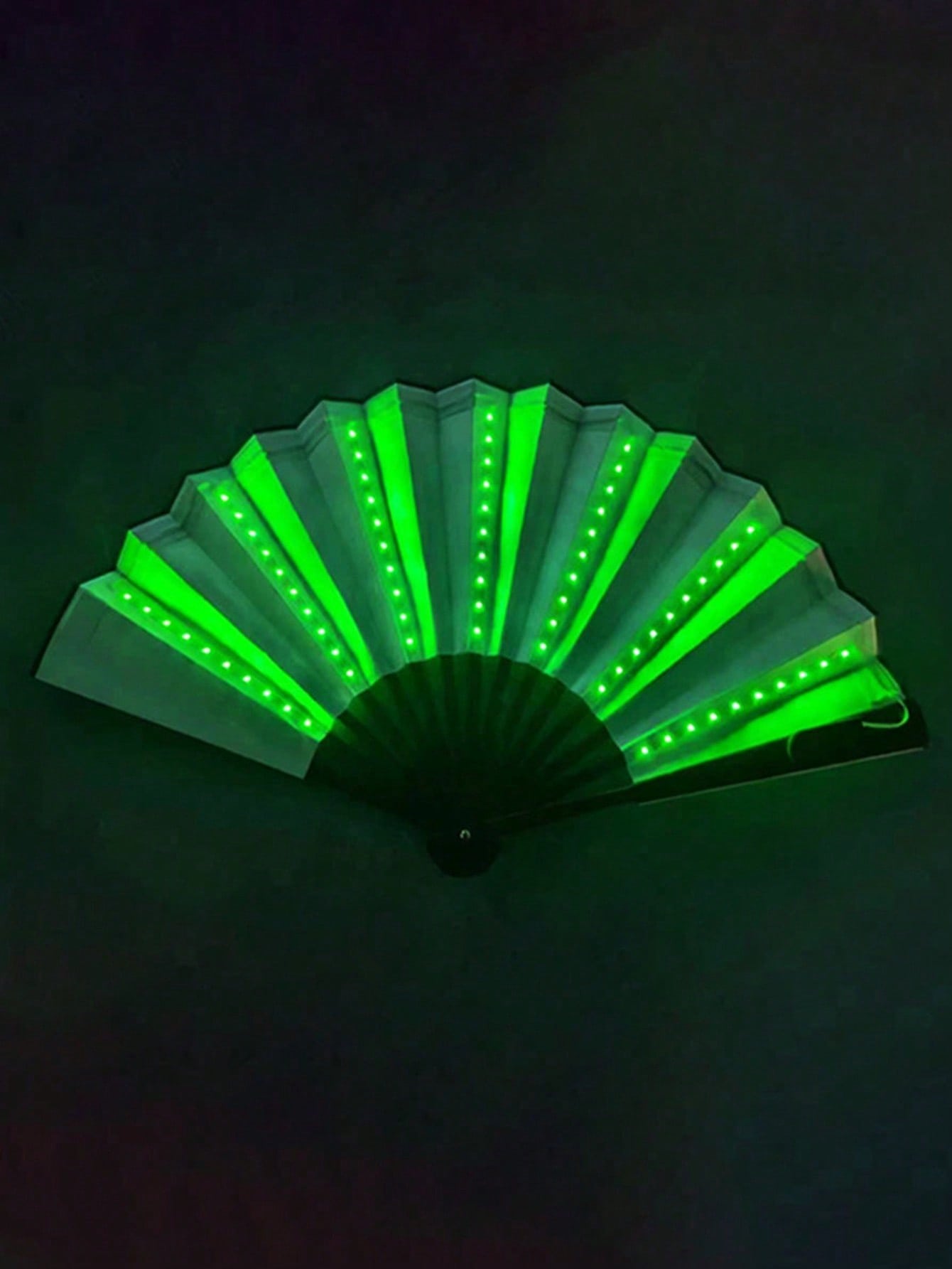 Glowing Rave Folding Fan: LED Light-Up Handheld Accessory White Blue