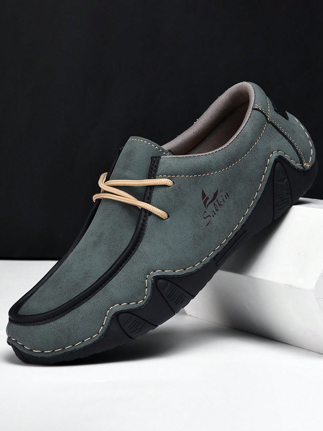 Stylish Comfort: Salkin Handmade Men's Leather Loafers - Lightweight, Breathable, and Non-Slip Blue / EUR39 Blue / EUR40