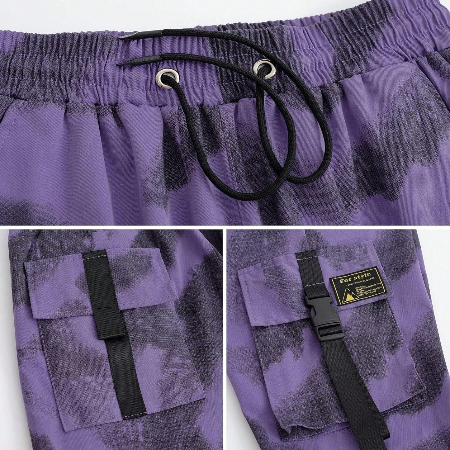 Urban Techwear Purple Joggers - Men's Tactical Streetwear Pants S M