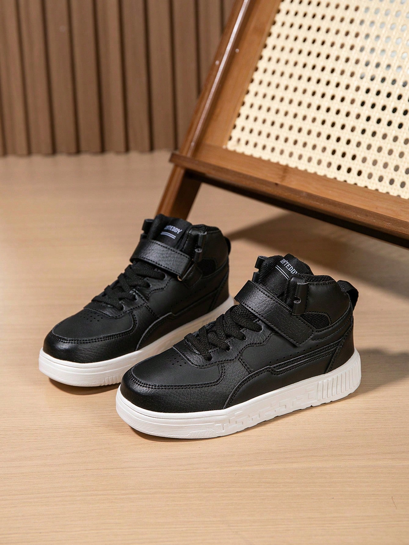 Trendy High-Top Sports Sneakers for Kids - Lightweight, Breathable & Slip-On Black