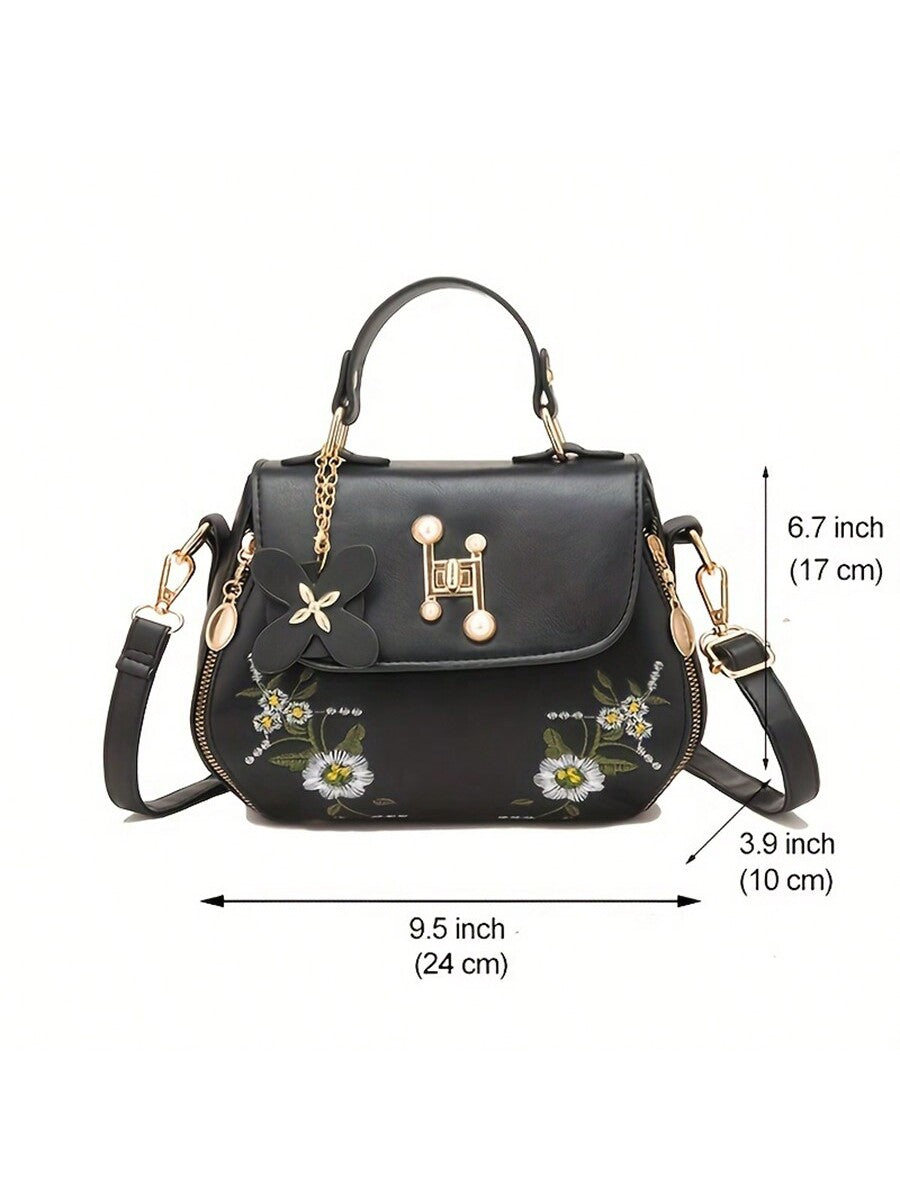 Chic Floral Satchel: Elegant Small Handbag for the Fashion-Forward Woman