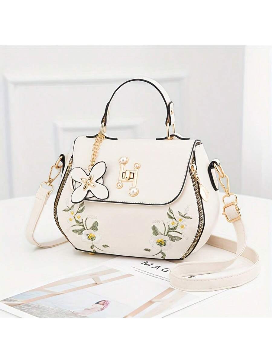 Chic Floral Satchel: Elegant Small Handbag for the Fashion-Forward Woman