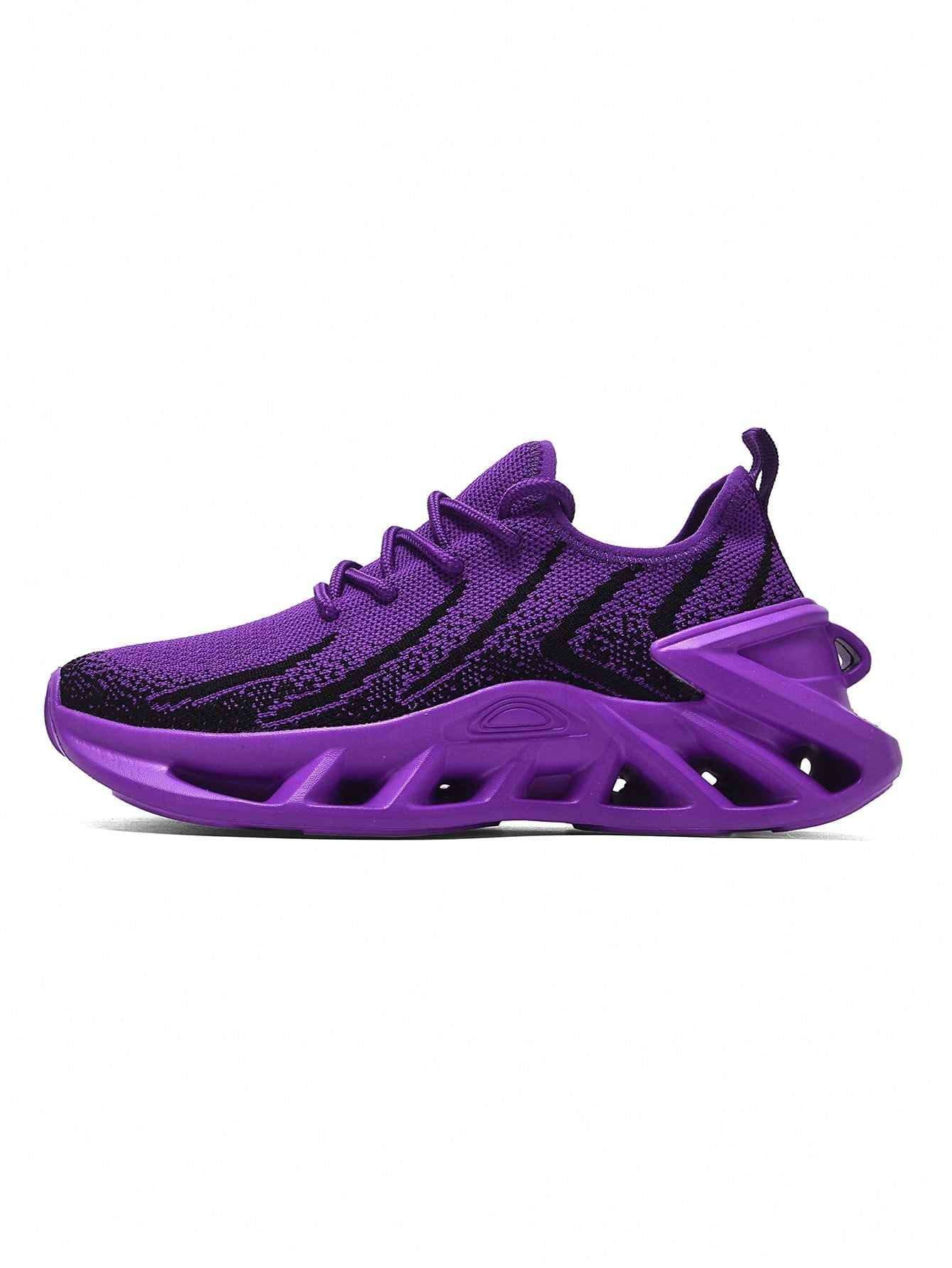 Men's Shock-Absorbing Blade Design Running Sneakers - Breathable Knit Performance Shoes EUR37 EUR38