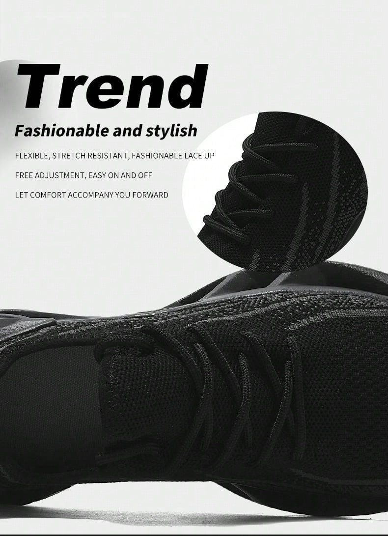 Men's Shock-Absorbing Blade Design Running Sneakers - Breathable Knit Performance Shoes EUR37 EUR38