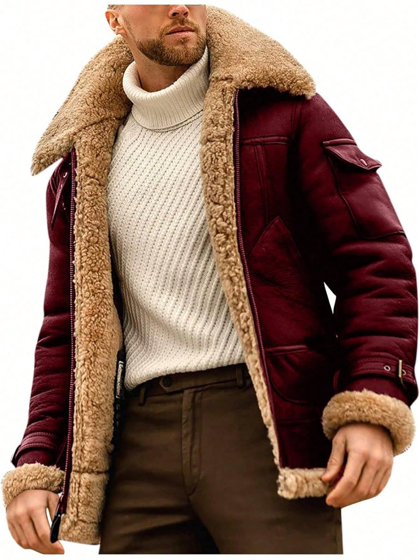 Stylish Men's Camel B3 Bomber Jacket - Premium Leather & Sheepskin Aviator Coat Brown / S Brown / M Brown / L Brown / S-Brown / M-Brown / L-Brown / XL-Brown / XXL-Brown / XXXL-Brown / XXXXL-Coffee / S-Coffee / M-Coffee / L-Coffee / XL-Coffee / XXL-Coffee / XXXL-Coffee / XXXXL-Black / S-Black / M-Black / L-Black / XL-Black / XXL-Black / XXXL-Black / XXXXL-Red / S-Red / M-Red / L-Red / XL-Red / XXL-Red / XXXL-Red / XXXXL-