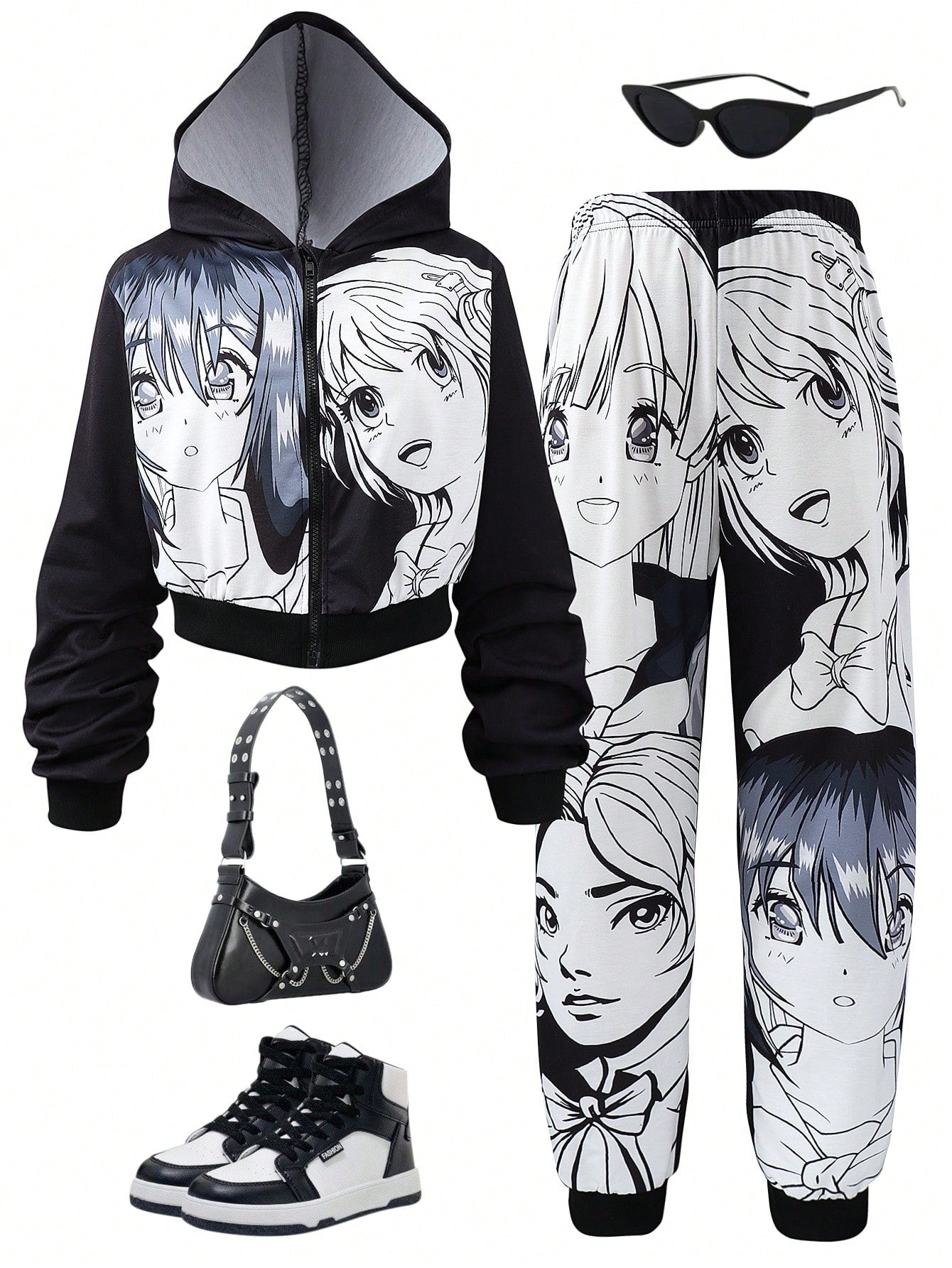 Adorable Cartoon Print Hoodie & Pants Set for Trendy Teen Girls Pink / 13Y Pink / 14Y