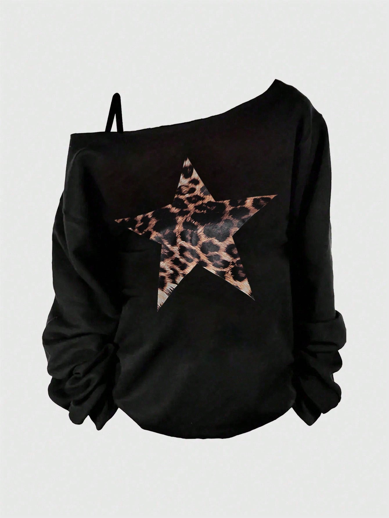Gothic Vibes: Asymmetric Fang Print Plus Size Long Sleeve Sweatshirt for Women Black / 1XL Black / 2XL