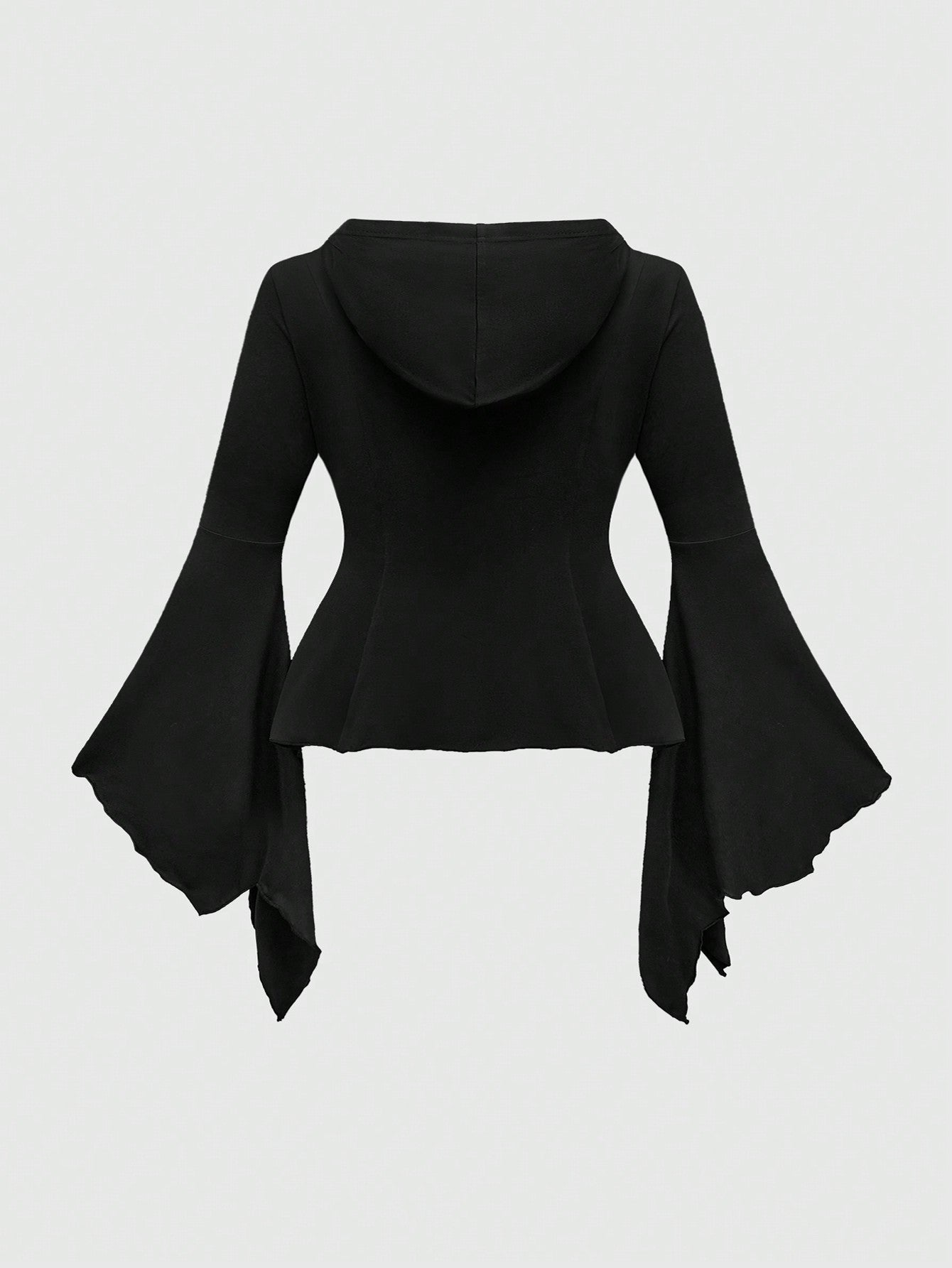 Plus Size Gothic Asymmetrical Sleeve Hoodie T-Shirt with Dark Snake Print 0XL 2XL