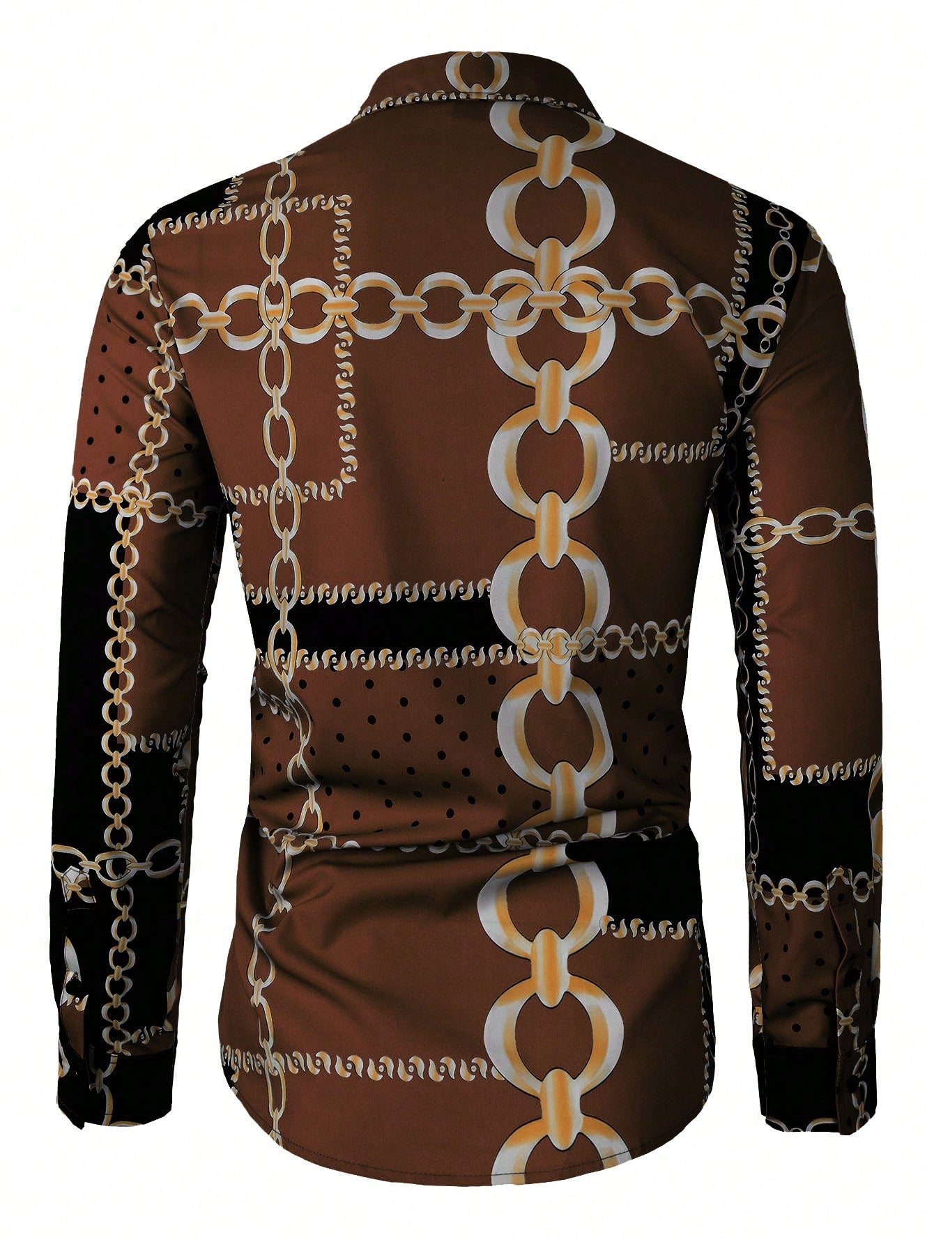 Trendy Autumn Vibes: Men's Casual Long Sleeve Shirt with Chain