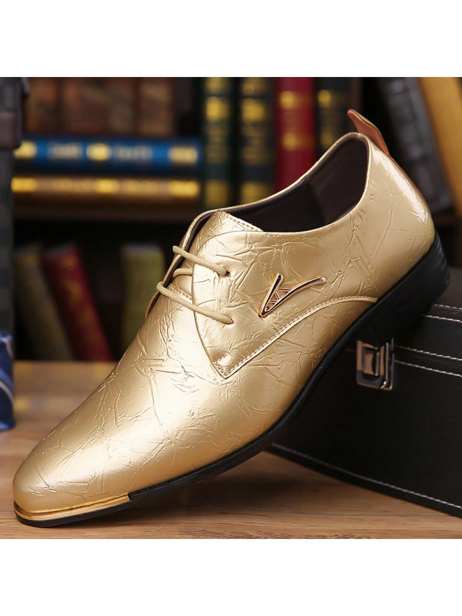 Elegant Pointed Toe Dress Shoes for Men - Perfect Blend of Style & Comfort Gold / CN40 Gold / CN41