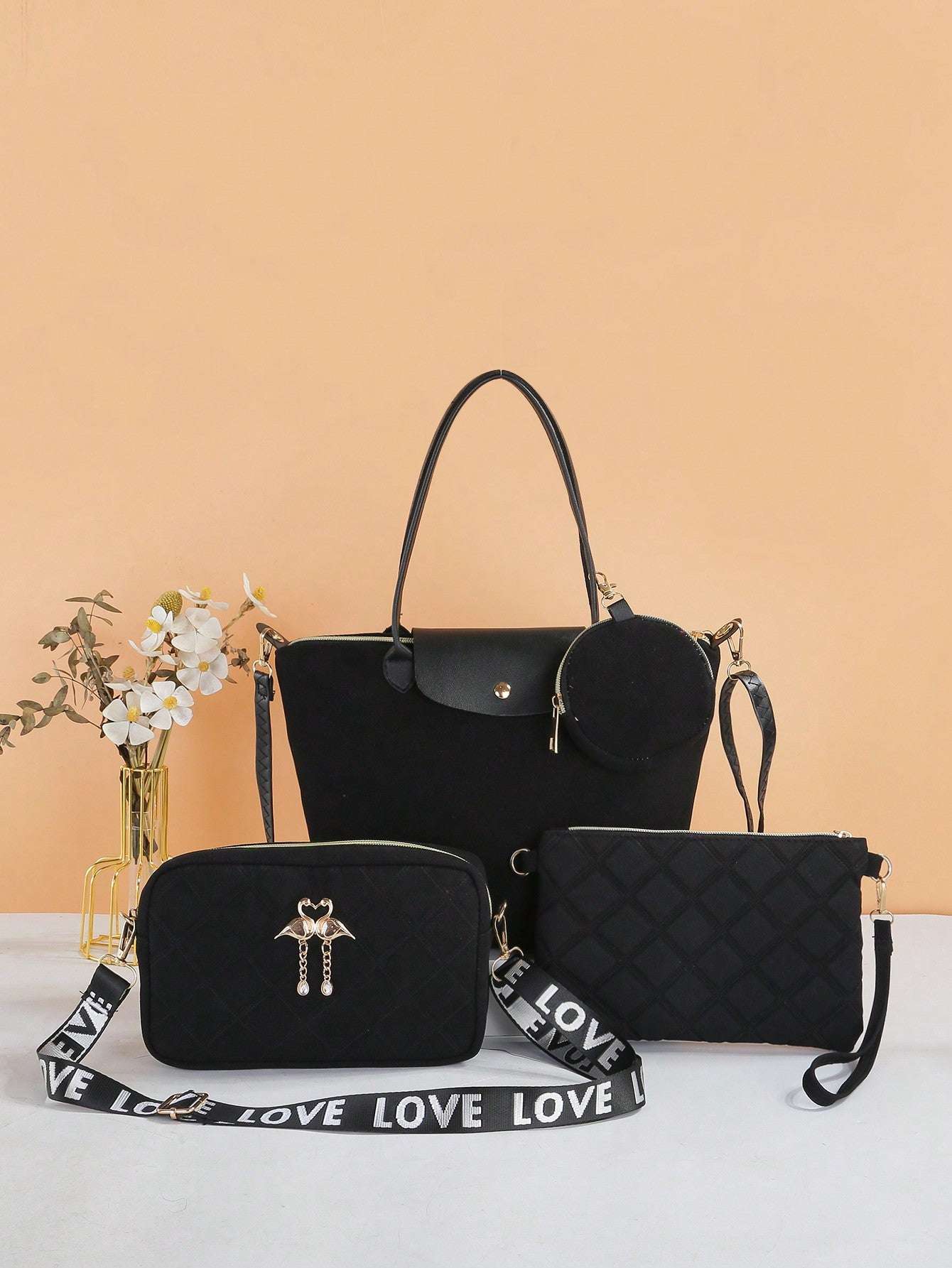 Chic Dual-Style Tote and Crossbody Bag for Effortless Fashion Grey Black Pink Grey-Black-Pink-Black-2-Multicolor-Black-3-White-Black-4-Burgundy-Black-5-Multicolor-6-