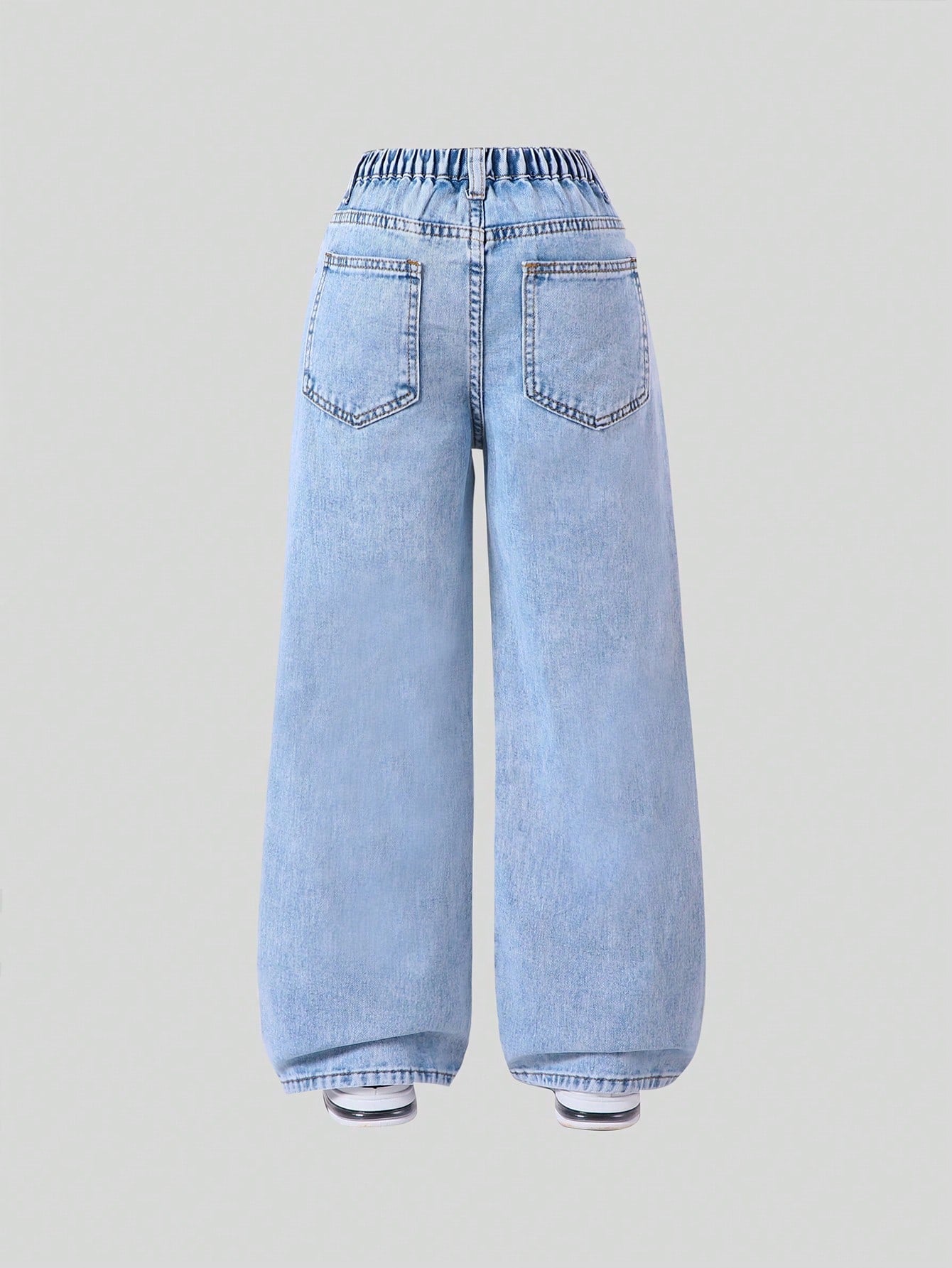 Vibrant Rainbow Print Distressed Straight Leg Jeans for Trendy Teen Girls 13Y 14Y