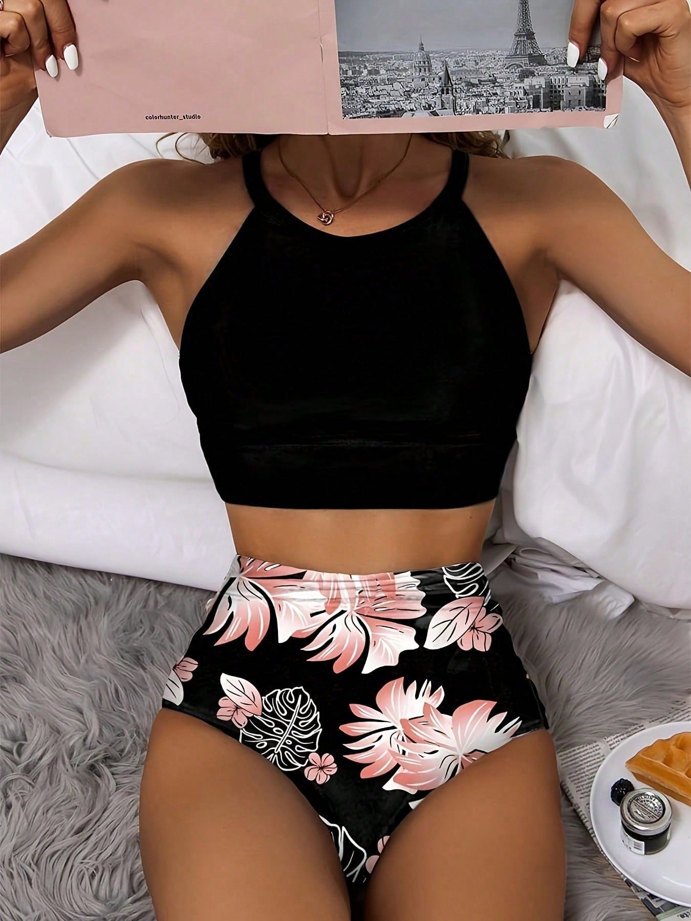 Tropical Vibes: High-Waist Leaf Print Bikini Set for Stylish Beach Days Green / M Green / L