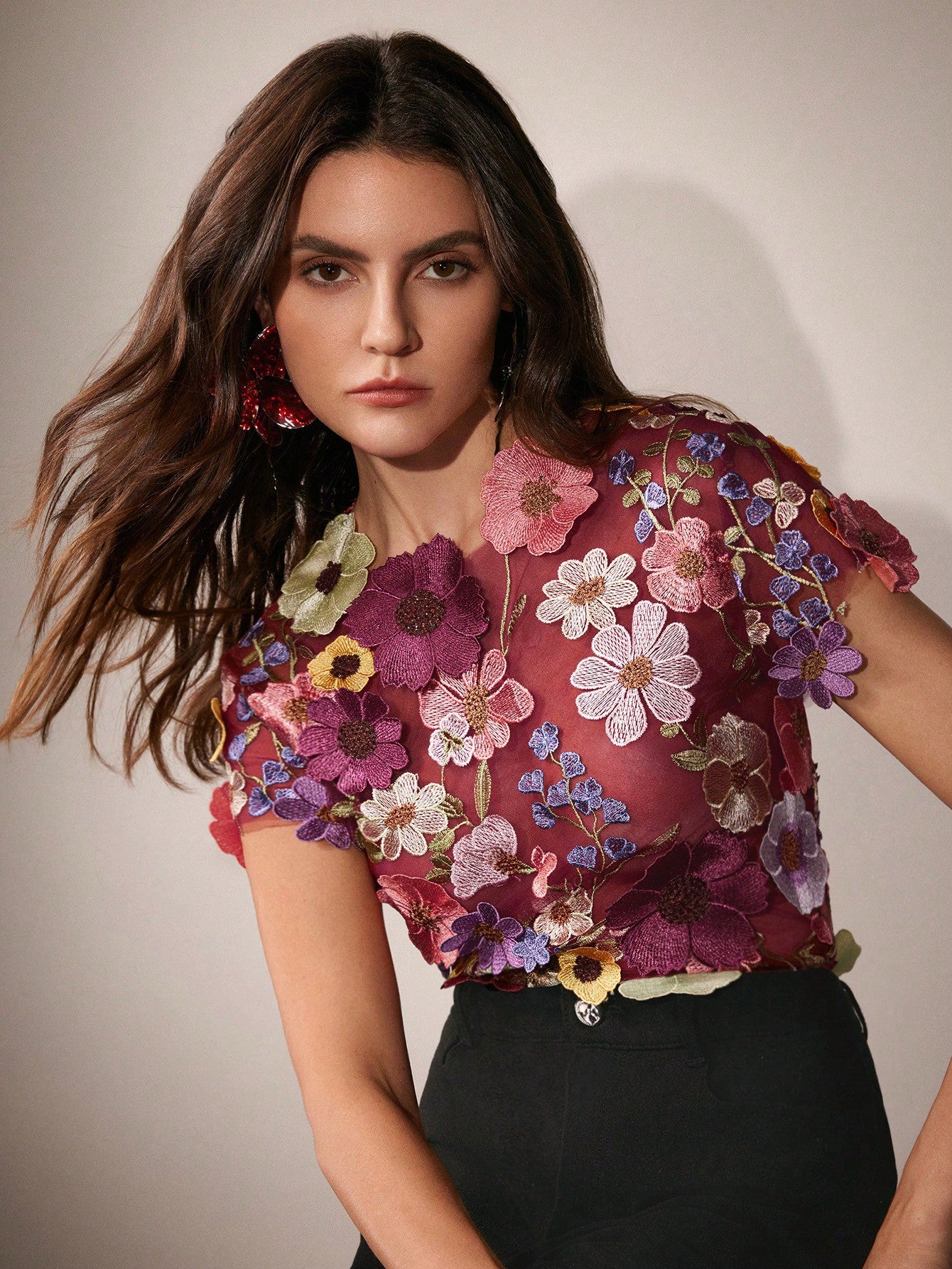3D Floral Embroidery Multi-Color Blouse for a Romantic Look Black / S Black / M Black / L Black / S-Black / M-Black / L-Black / XL-Dusty Pink / S-Dusty Pink / M-Dusty Pink / L-Dusty Pink / XL-Burgundy / S-Burgundy / M-Burgundy / L-Burgundy / XL-Navy Blue / S-Navy Blue / M-Navy Blue / L-Navy Blue / XL-Rose Red / S-Rose Red / M-Rose Red / L-Rose Red / XL-Baby Pink / S-Baby Pink / M-Baby Pink / L-Baby Pink / XL-