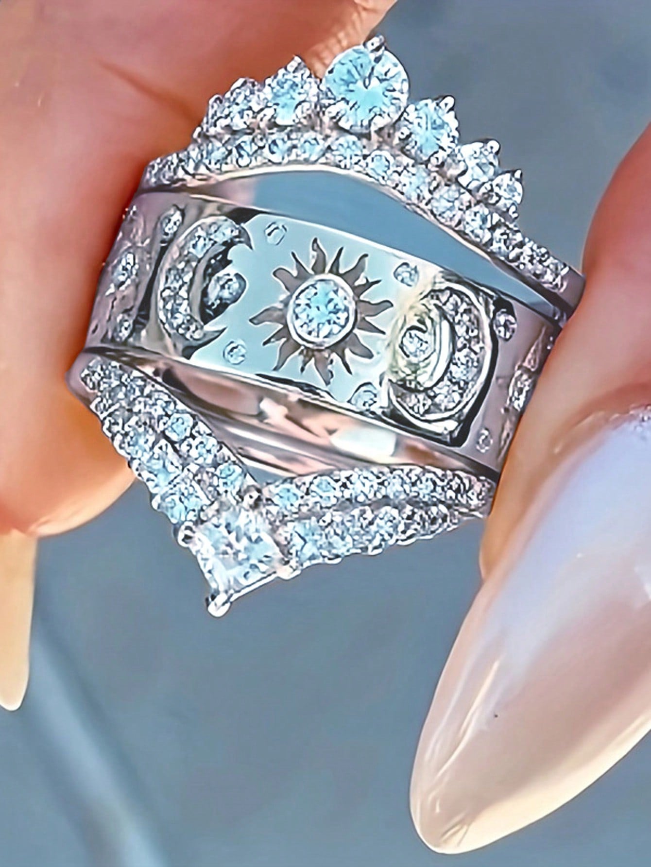 Radiant Celestial Ring Set: 3-Piece Luxury Star, Moon & Crown Design with Sparkling Cubic Zirconia 6 / Gold 6 / Silver
