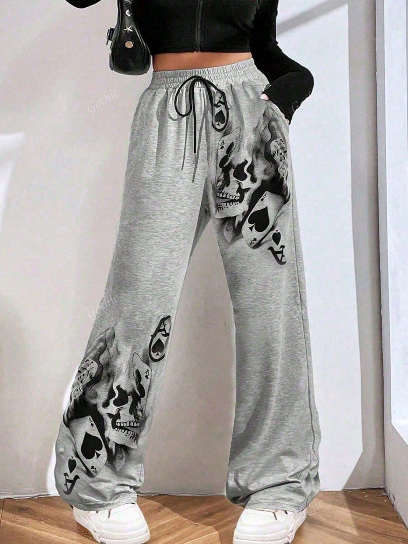 Gothic Skeleton A Of Spades Drawstring Pants for Edgy Style XS S M XS-S-M-L-XL-