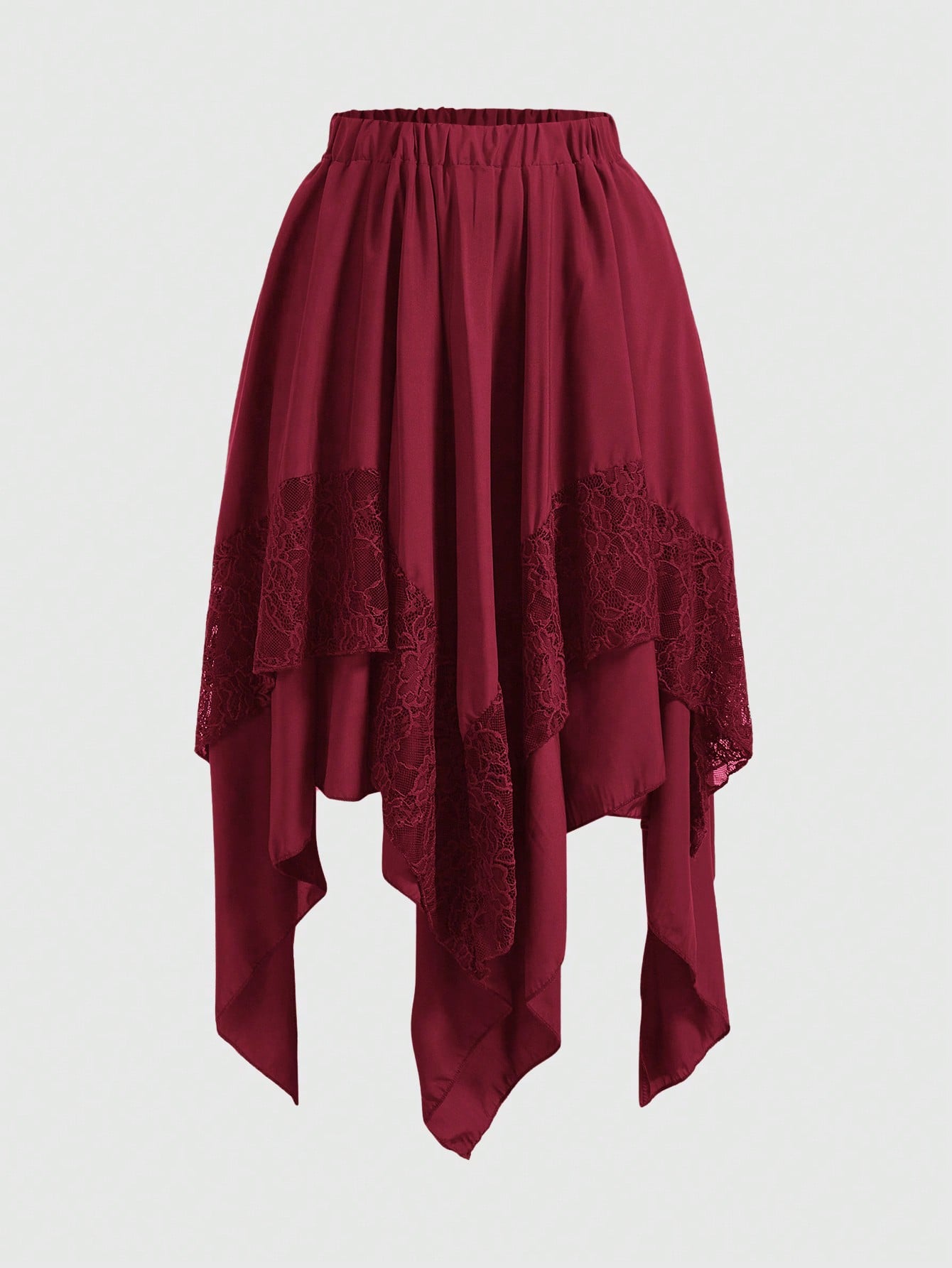 Goth Asymmetrical Lace Midi Skirt - High-Waisted Elegance for Halloween & Everyday Style Beige / XS Beige / S