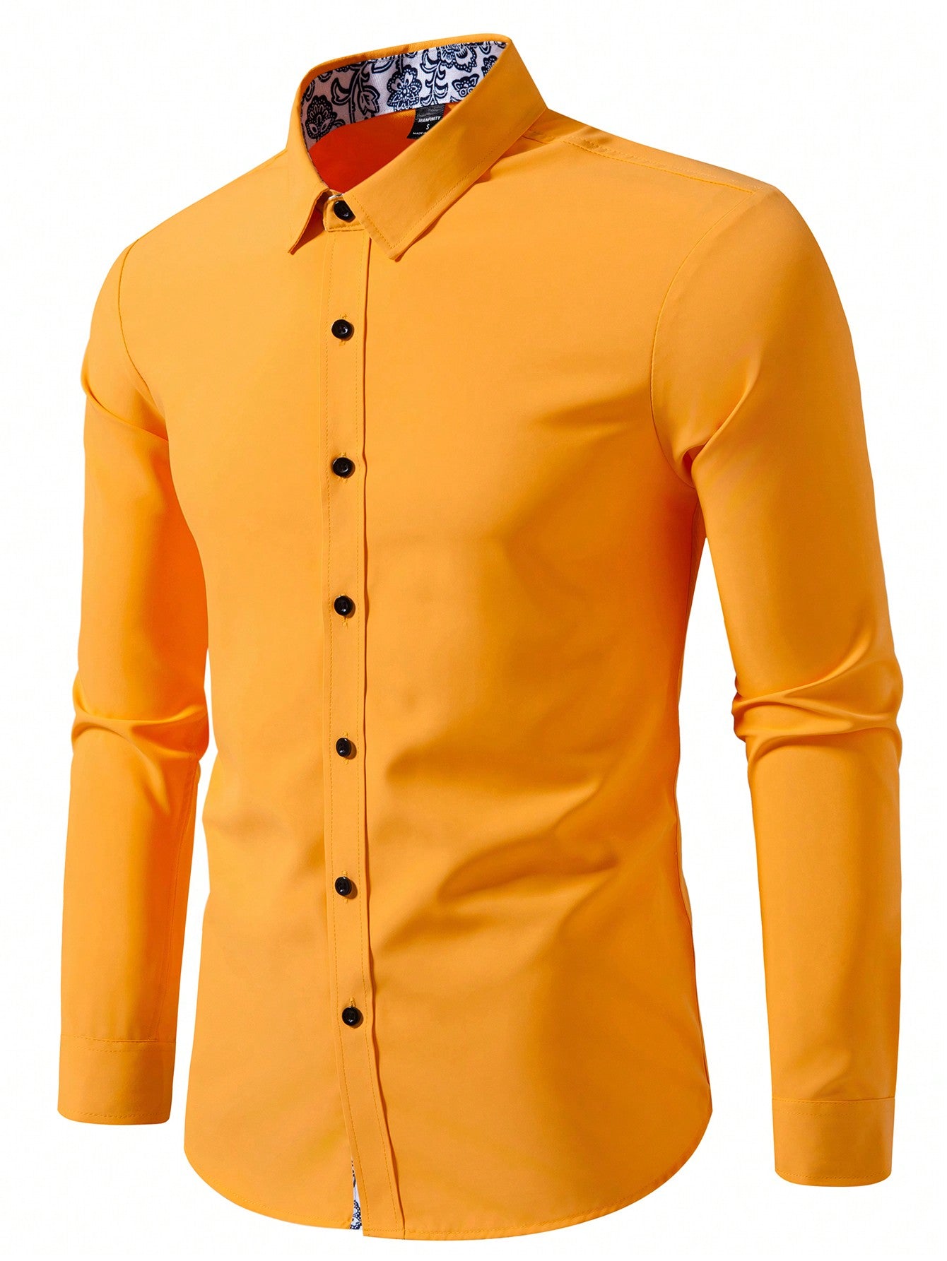 Autumn Elegance: Floral Print Long Sleeve Shirt for Men White / S White / M