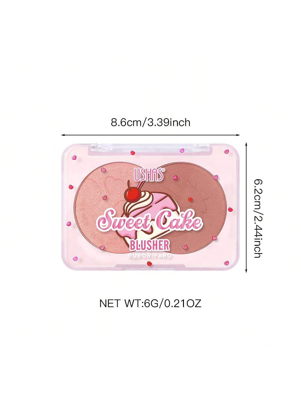 Ushas Waterproof Two-Color Blusher Disc - Matte Finish for All Skin Tones #03 #02