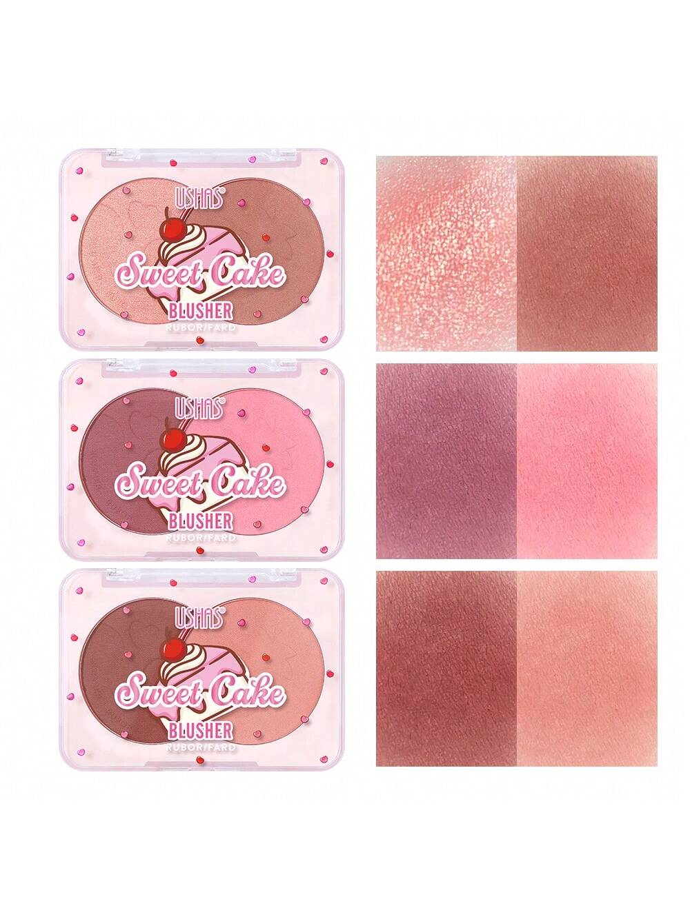 Ushas Waterproof Two-Color Blusher Disc - Matte Finish for All Skin Tones #03 #02