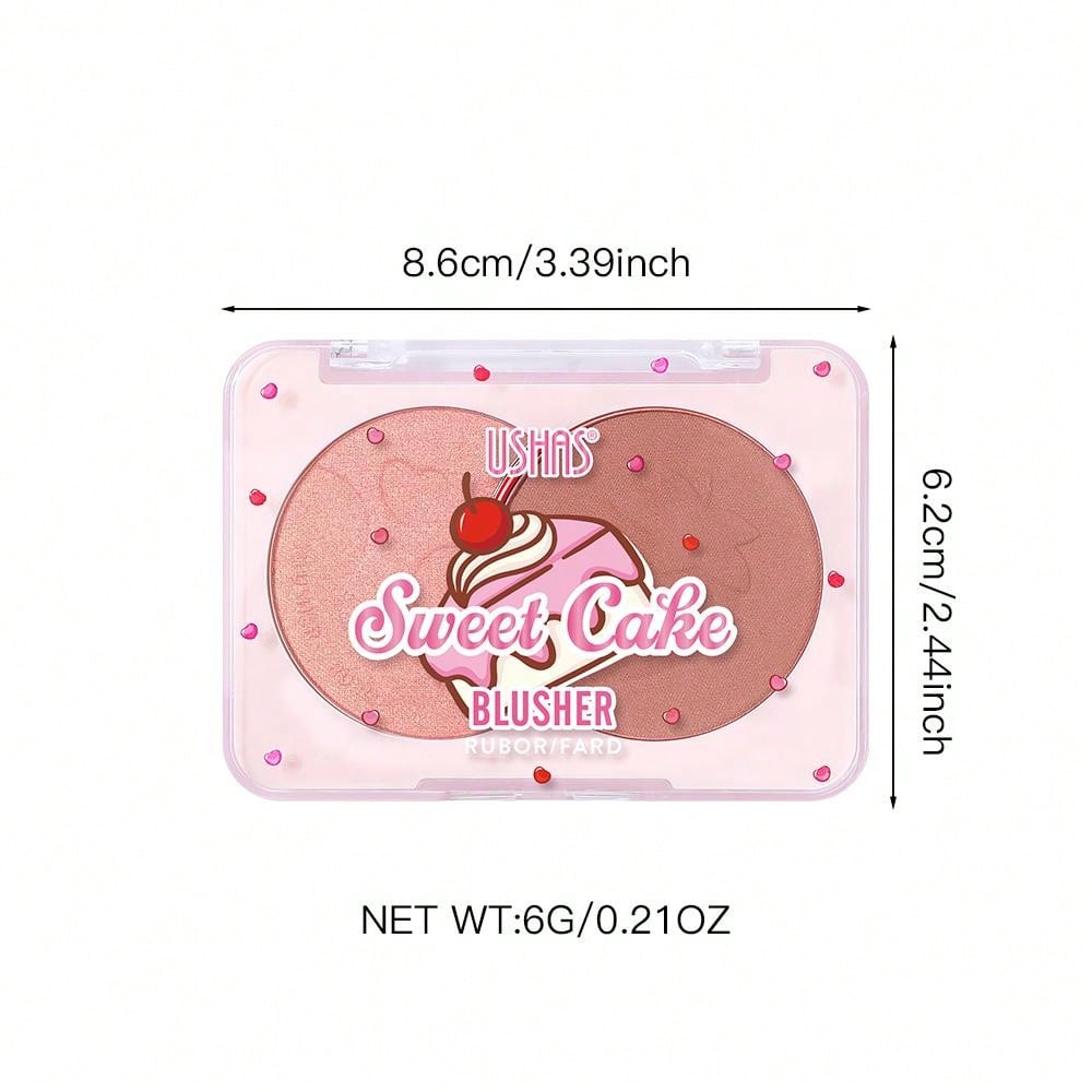 Ushas Waterproof Two-Color Blusher Disc - Matte Finish for All Skin Tones #03 #02