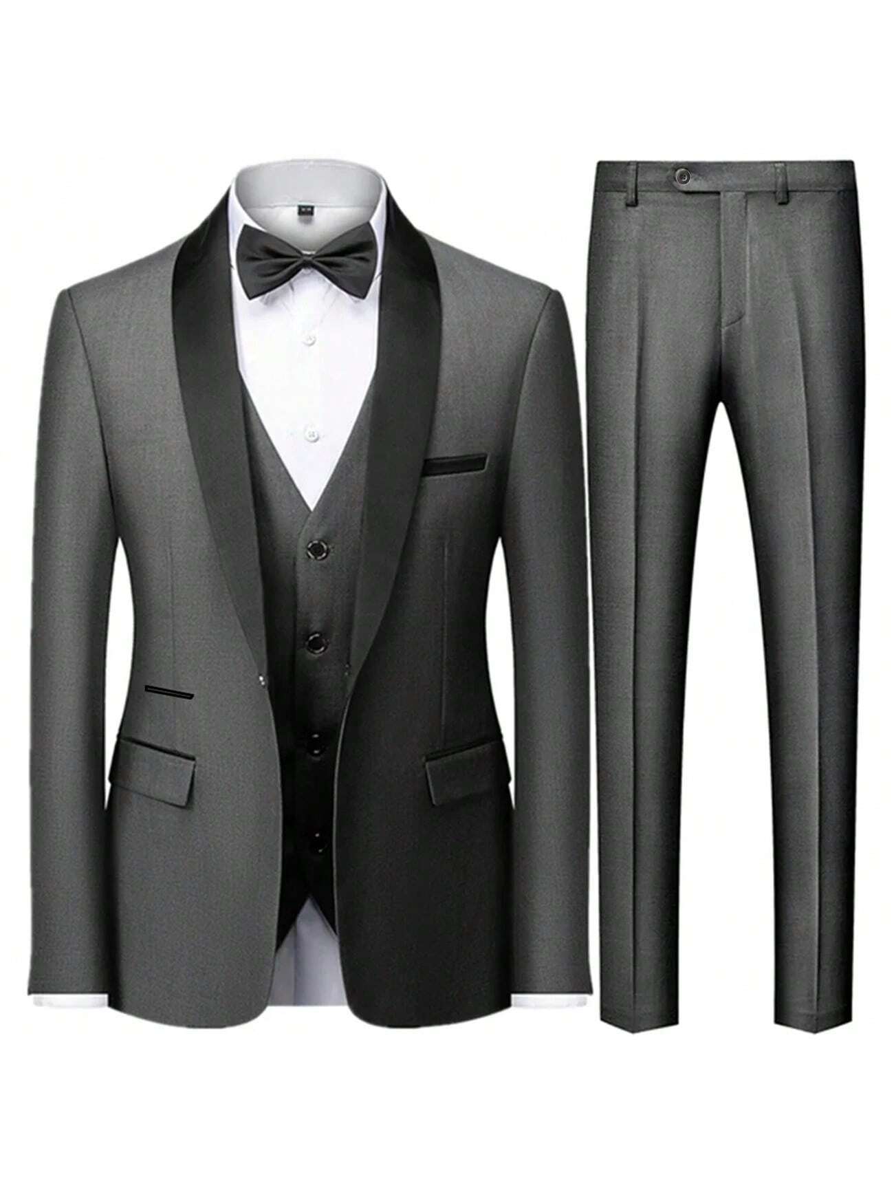 Elegant Men's 3-Piece Slim Fit Tuxedo Set - Perfect for Weddings Black / XXS Black / XS