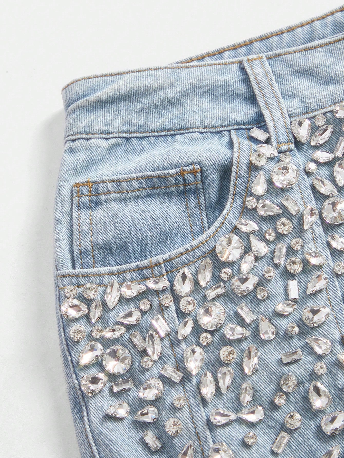 Sparkling Elegance: Rhinestone-Embellished Denim Skirt for Women Light Wash / S Light Wash / M Light Wash / L Light Wash / S-Light Wash / M-Light Wash / L-Light Wash / XL-Dark Wash / S-Dark Wash / M-Dark Wash / L-Dark Wash / XL-Blue / S-Blue / M-Blue / L-Blue / XL-