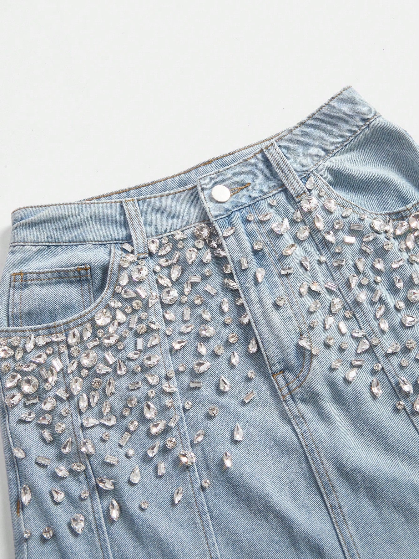 Sparkling Elegance: Rhinestone-Embellished Denim Skirt for Women Light Wash / S Light Wash / M Light Wash / L Light Wash / S-Light Wash / M-Light Wash / L-Light Wash / XL-Dark Wash / S-Dark Wash / M-Dark Wash / L-Dark Wash / XL-Blue / S-Blue / M-Blue / L-Blue / XL-