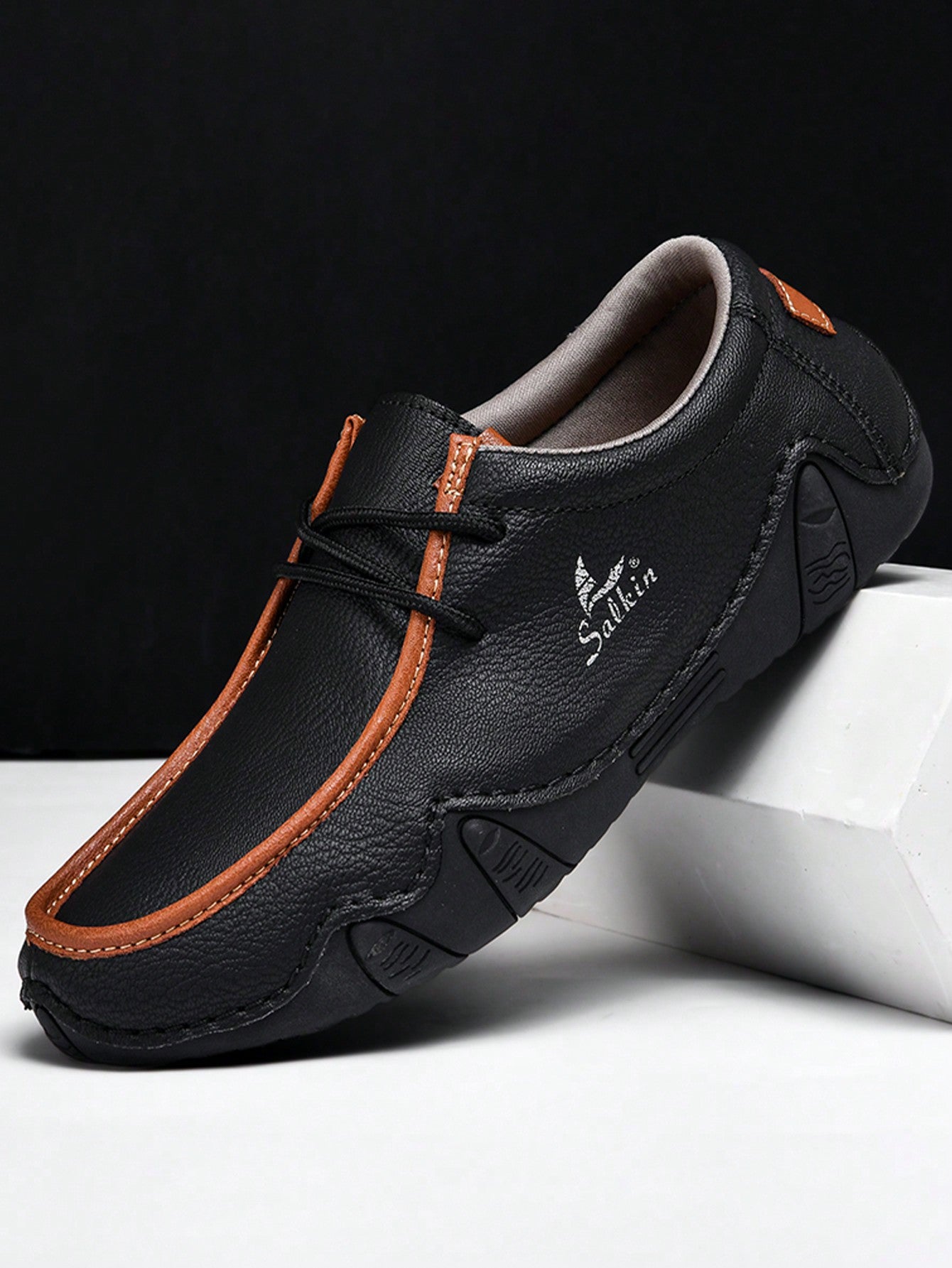 Stylish Comfort: Salkin Handmade Men's Leather Loafers - Lightweight, Breathable, and Non-Slip Blue / EUR39 Blue / EUR40