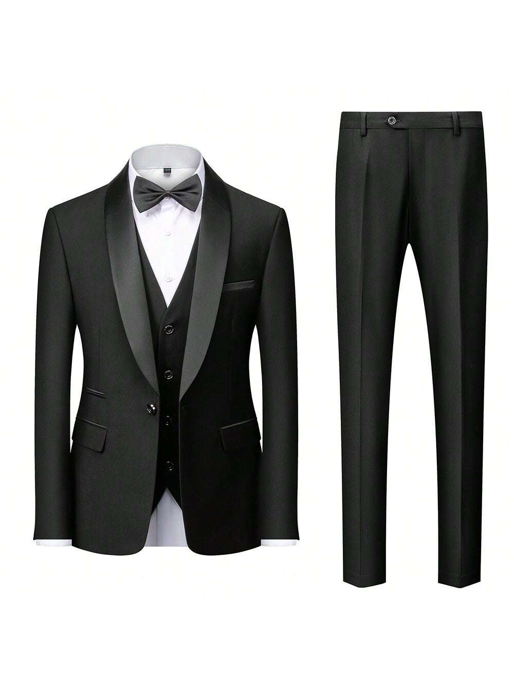 Elegant Men's 3-Piece Slim Fit Tuxedo Set - Perfect for Weddings Black / XXS Black / XS
